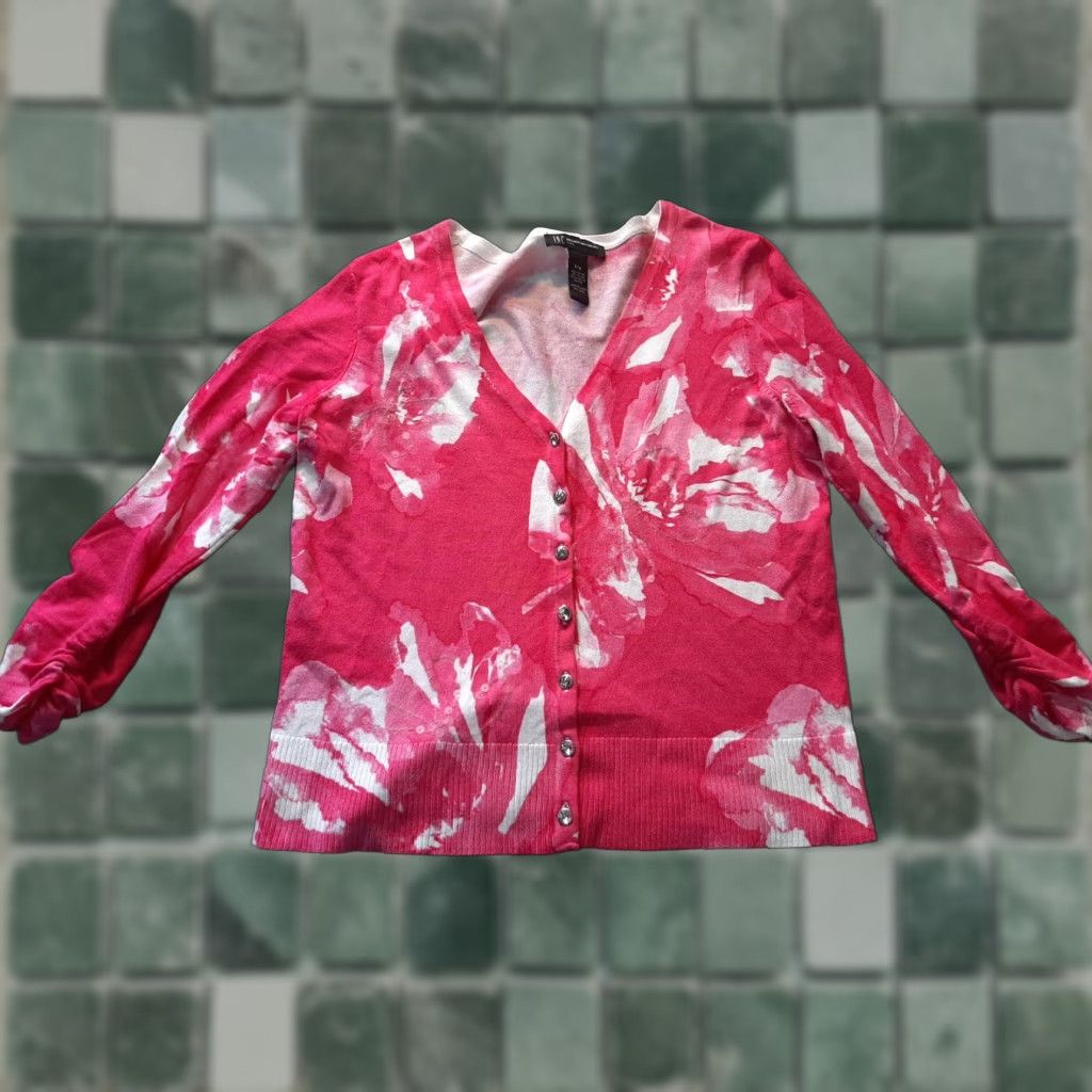 Vintage INC International Concepts Sweater Top Womens Size PM Petite Medium Pink Button Pullover Crew Neck Long Sleeve Womens Size M / US 6-8 / IT 42-44 - 1 Thumbnail