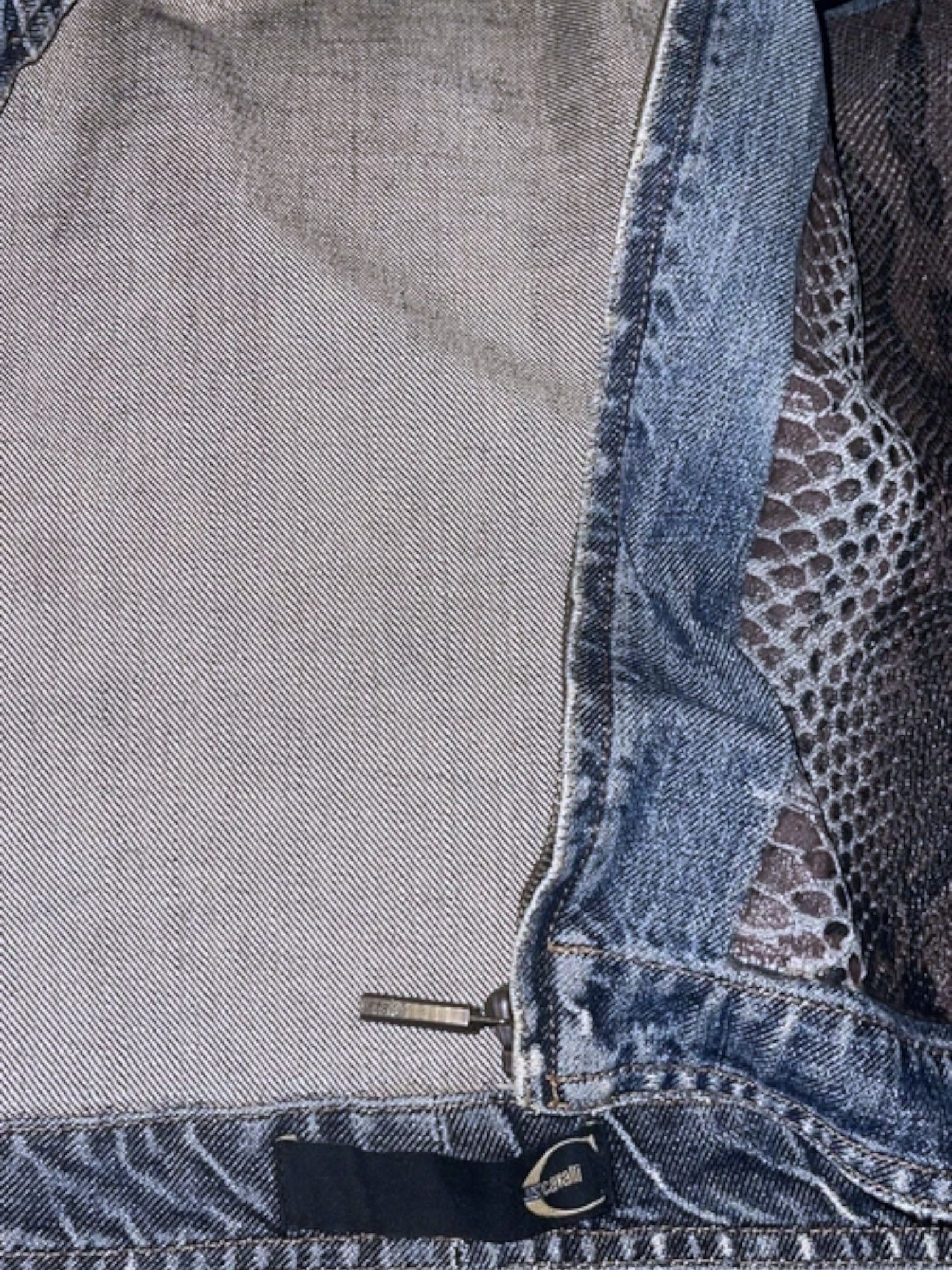 Just Cavalli Roberto Cavalli Python Paneled Denim Jacket, Early 2000s Size S / US 4 / IT 40 - 5 Thumbnail