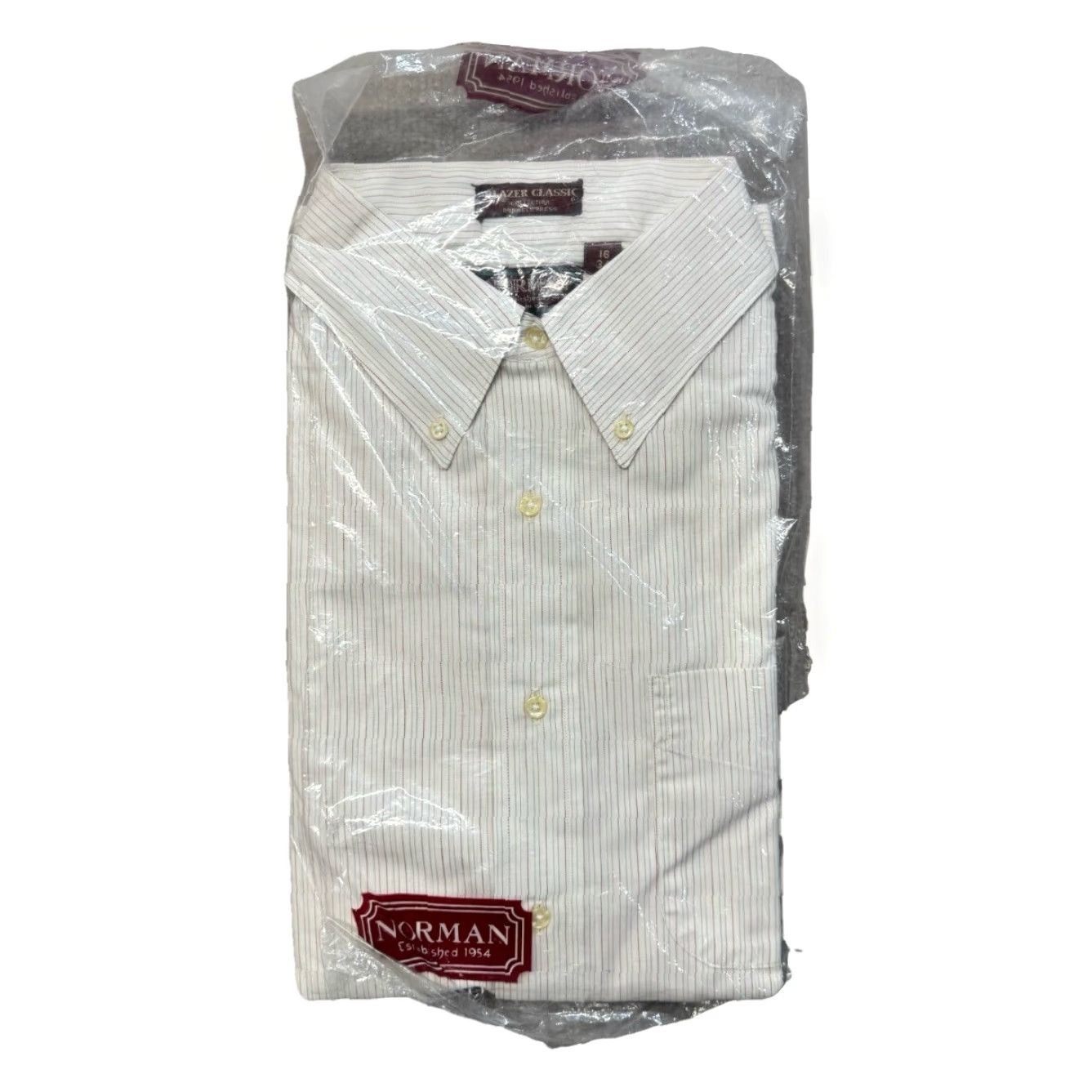 Vintage VINTAGE Norman Dress Shirt Mens Button-Down Check Stripe 16 White NOS Size 42R - 2 Thumbnail