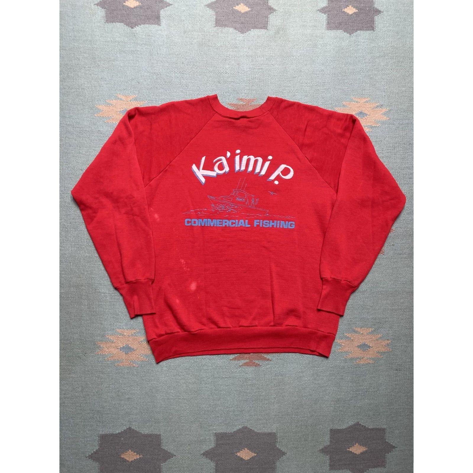 VINTAGE 80s Ka’imi P crewneck sweatshirt Navy? (red) XL Men Sweatshirt 80s