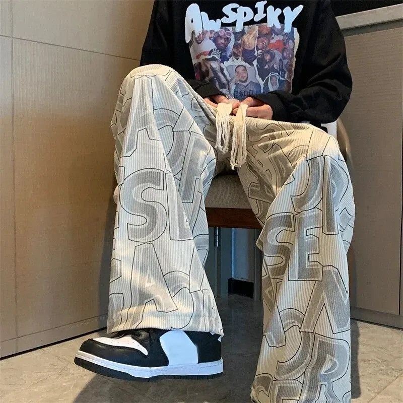 Designer × Japanese Brand × Vintage Punk rock Abstract Alphabet Print Drawstring Wide Leg Pants Size US 31 - 3 Thumbnail