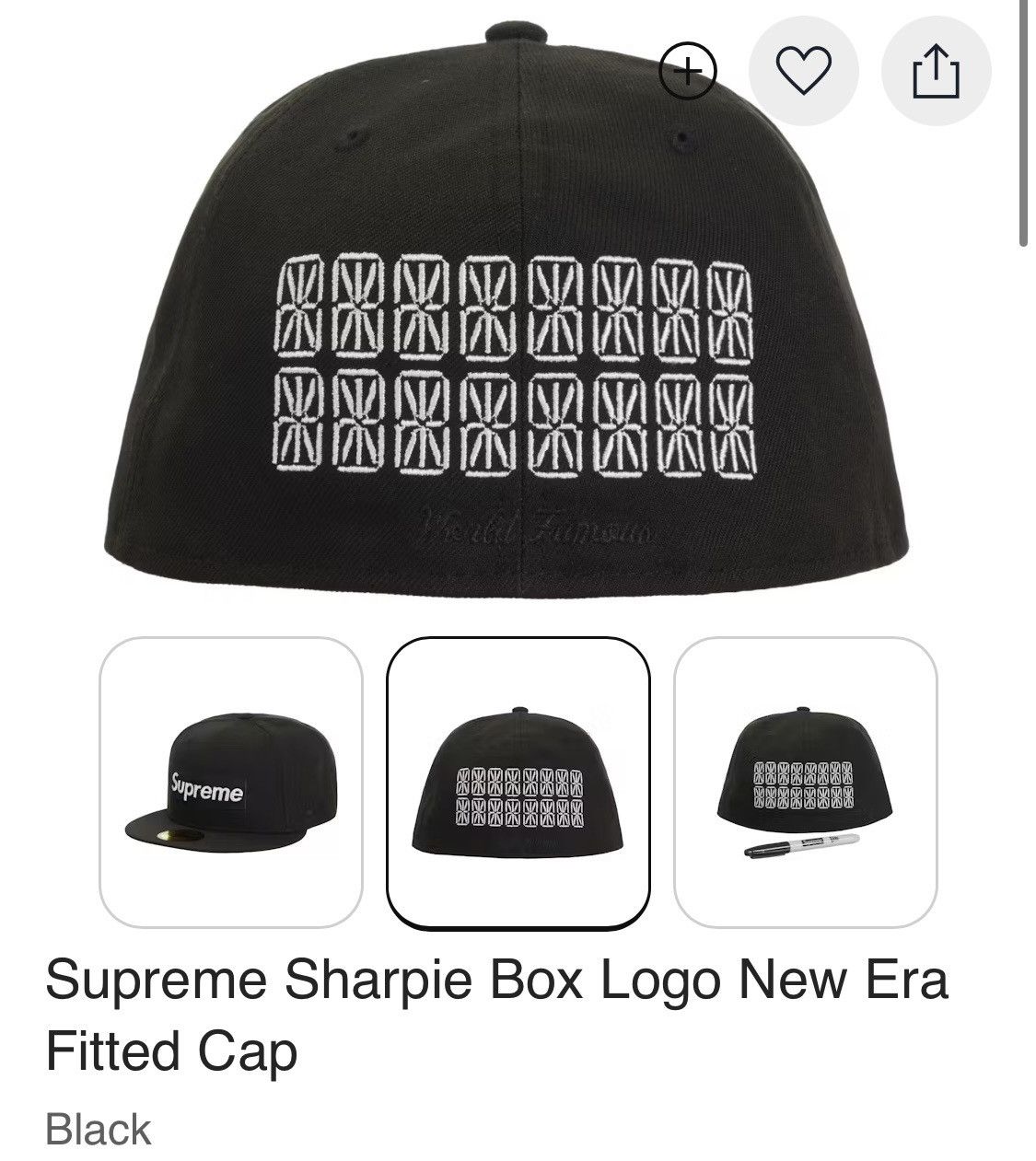 Supreme Supreme Box Logo Sharpie Hat Black Fitted 7 5/8 Size ONE SIZE - 2 Thumbnail