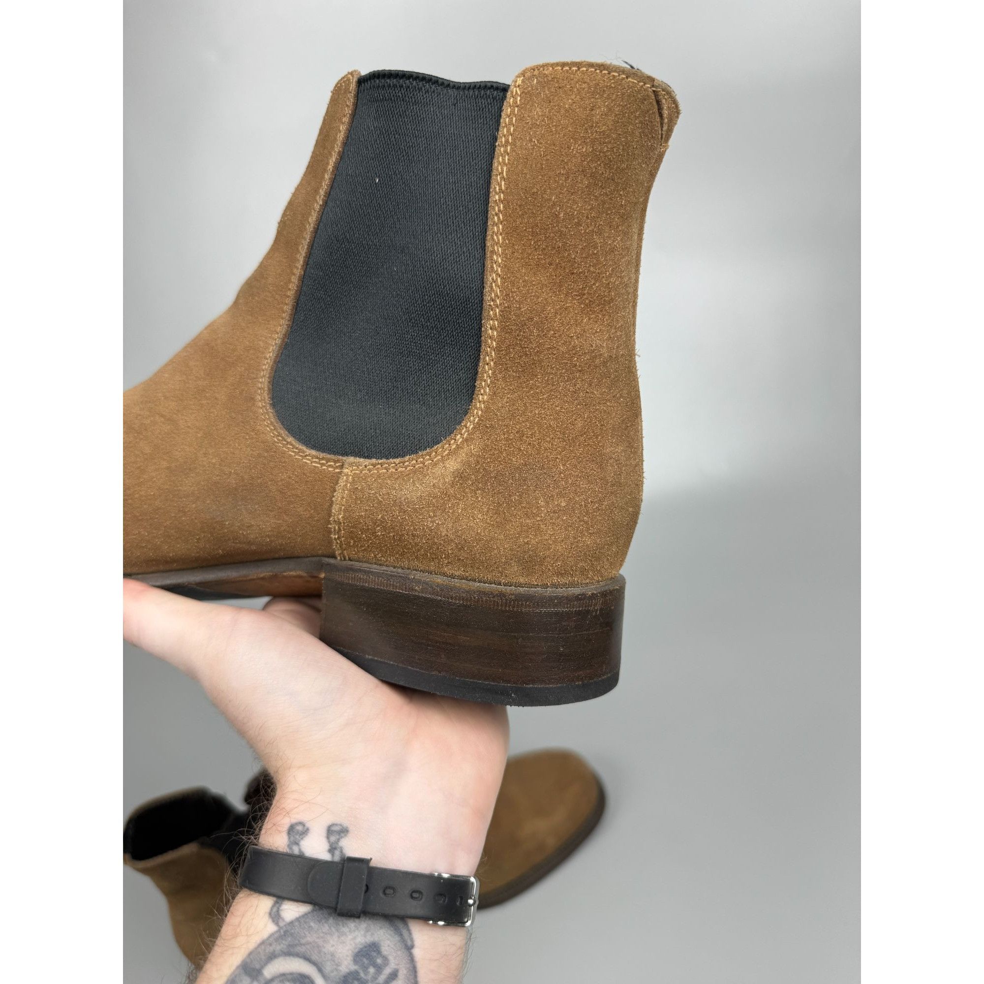 Prada Prada Vintage Khaki Suede Chelsea Boots (Y1169) Size US 9 / EU 42 - 11 Thumbnail