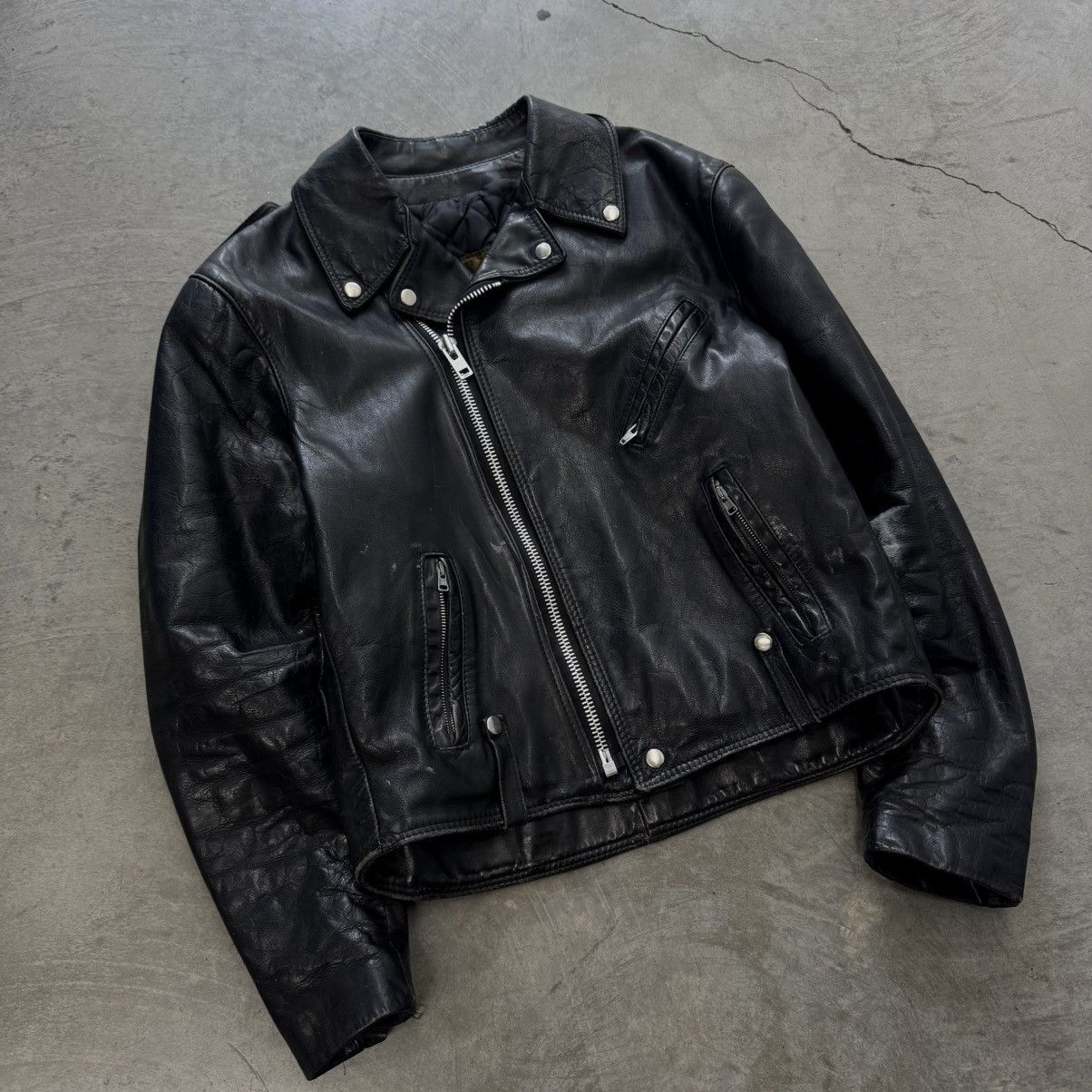 Vintage Vintage 1960s Moto Style Heavy ERD Style Punk Leather Jkt Size US S / EU 44-46 / 1 - 2 Thumbnail