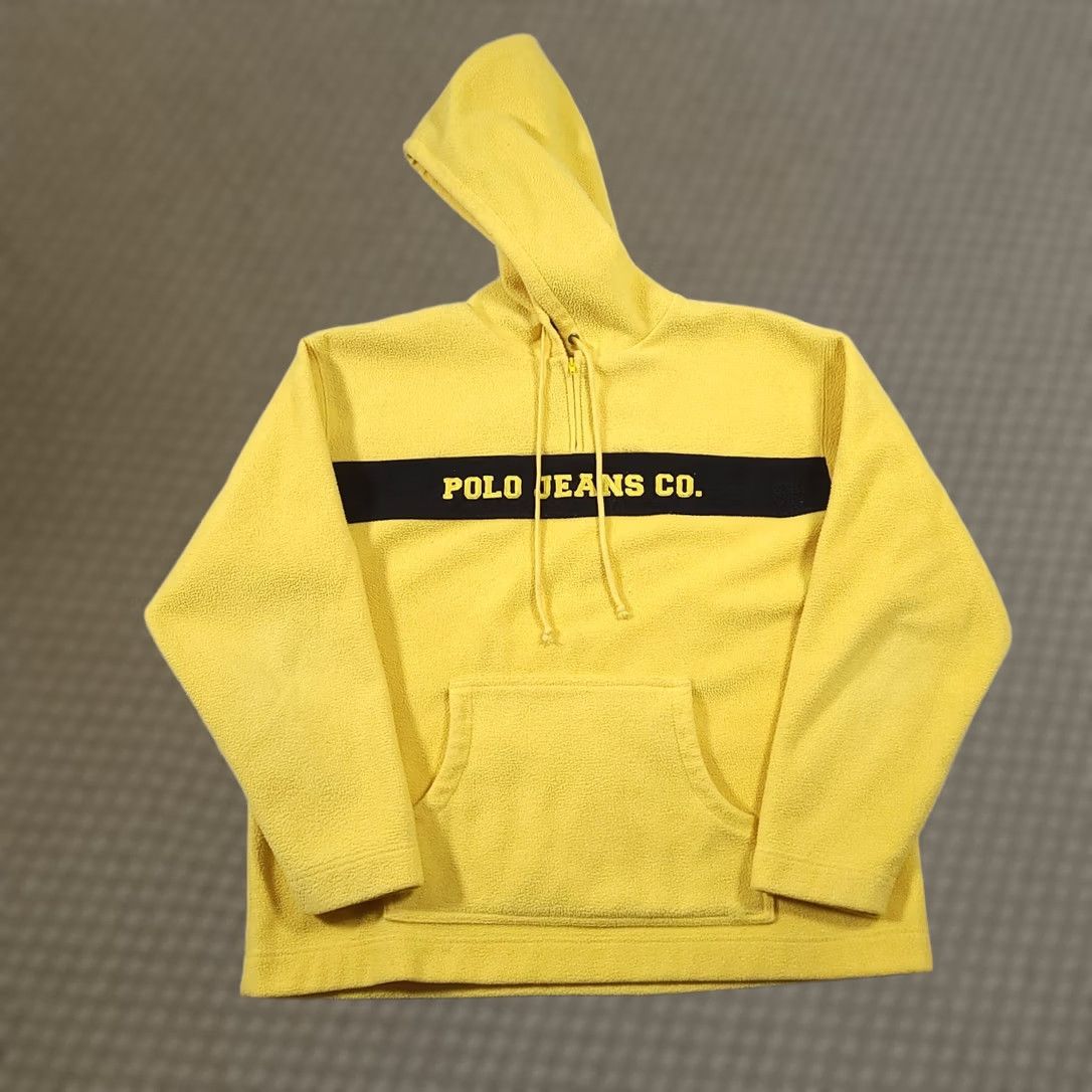 Polo Ralph Lauren VINTAGE Polo Jeans Oversized Yellow Pullover Hoodie Shirt Mens M 90s Y2K Size US M / EU 48-50 / 2 - 1 Thumbnail