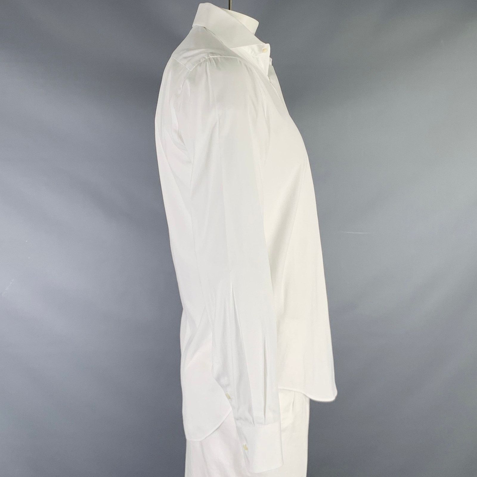 Barneys New York Size L White Cotton Spread Collar Long Sleeve Shirt Size US L / EU 52-54 / 3 - 2 Thumbnail