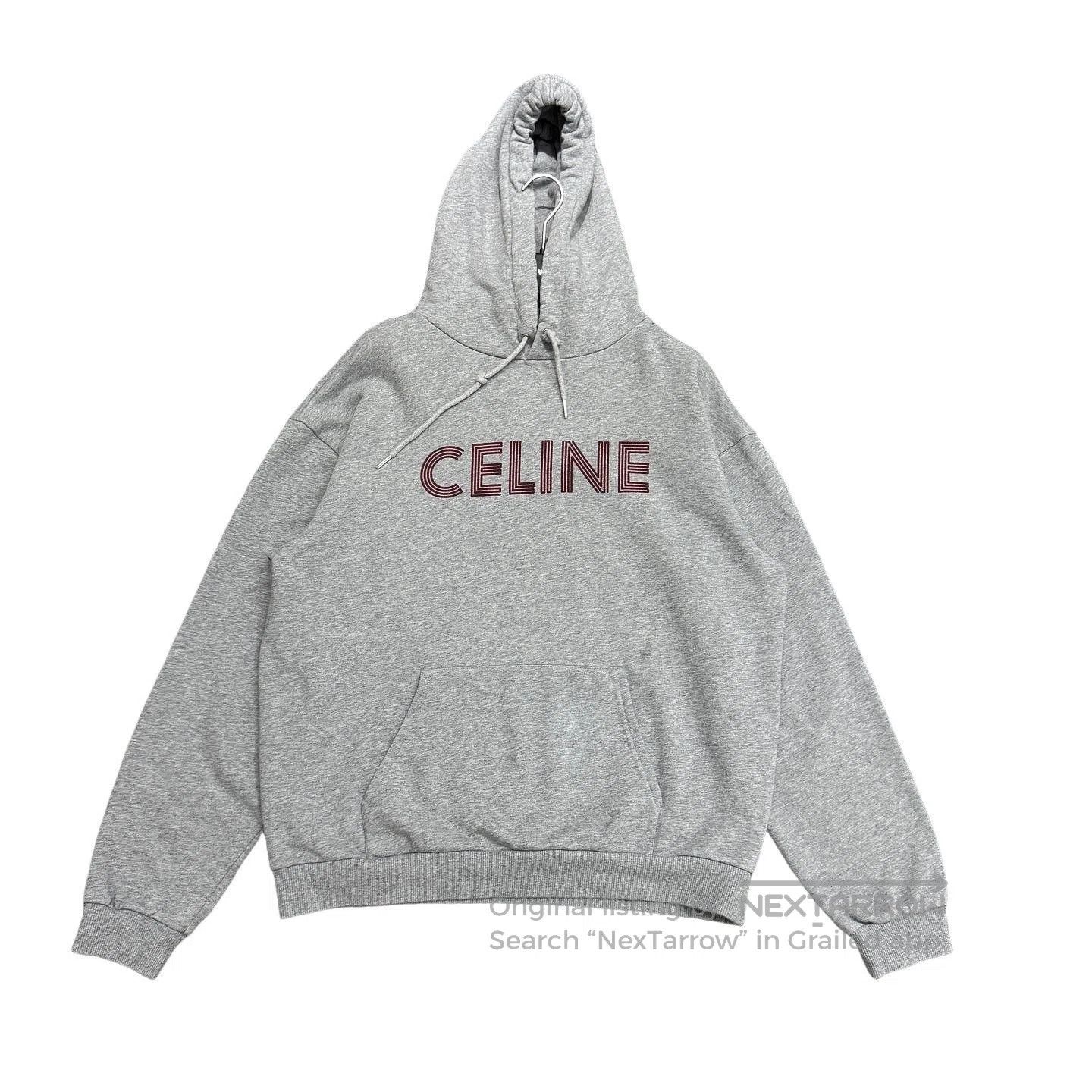 ■ □ CELINEセリーヌ STUDS LOGO PULLOVER 48325 Celine Celine Logo Strings Hoodie Grey | Grailed