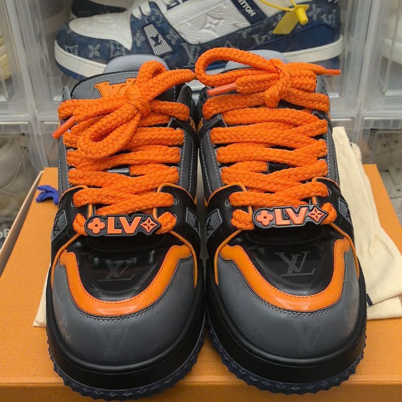 Louis Vuitton Louis Vuitton Trainer Maxi Sneakers in Gray and Orange -250 Size US 8 / EU 41 - 2 Thumbnail