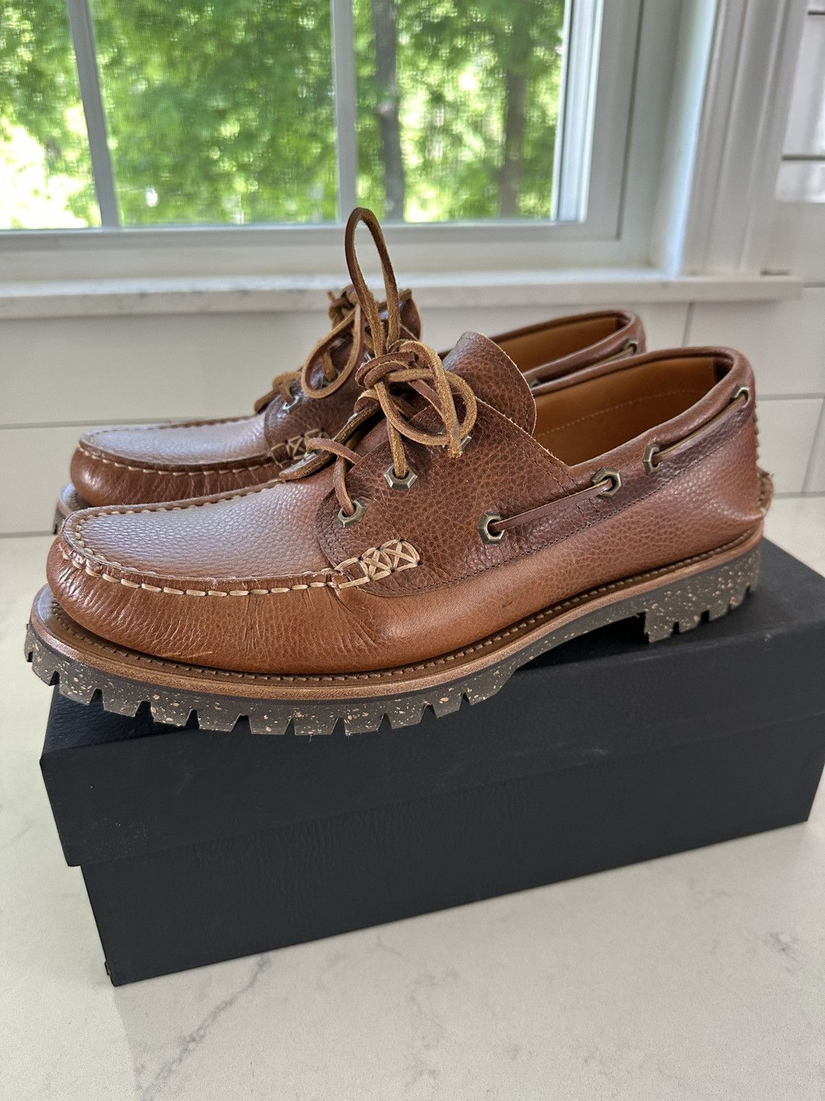 Yuketen Hex Eye Boat Shoes Lug Cortina Sole Light Brown