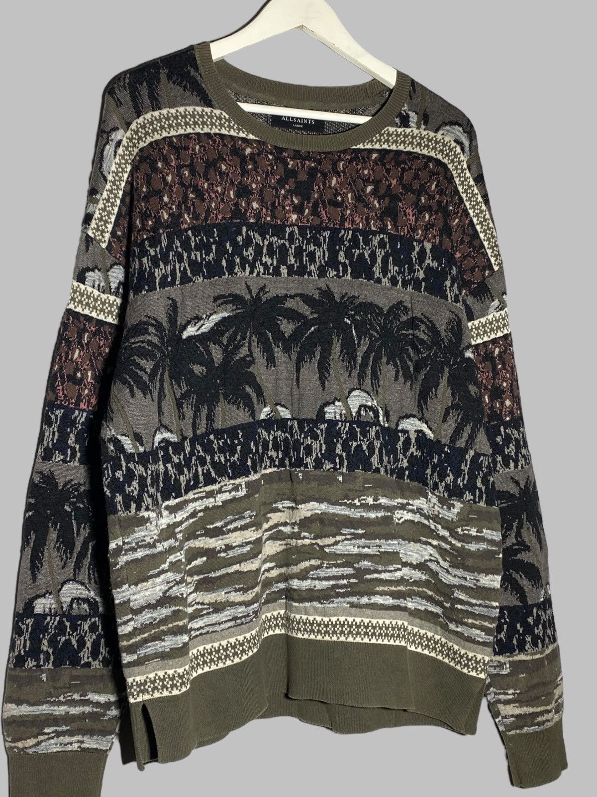 Allsaints All Saints Rattan Crew Fair Isle Palm Knit Sweater Men’s Size US L / EU 52-54 / 3 - 4 Thumbnail