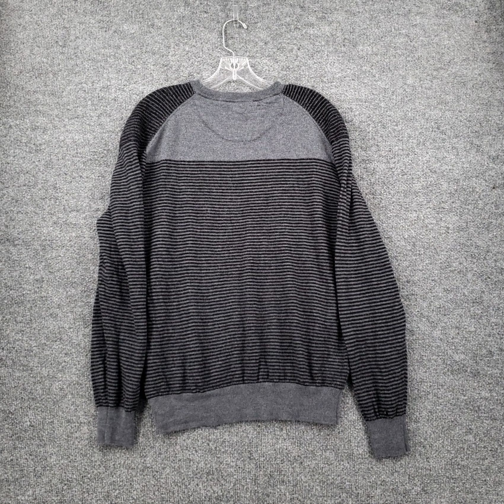 BUGATCHI BUGATCHI Sweater Mens XL Gray Long Sleeve Stripe Merino Wool Pullover Knit Size US XL / EU 56 / 4 - 2 Thumbnail