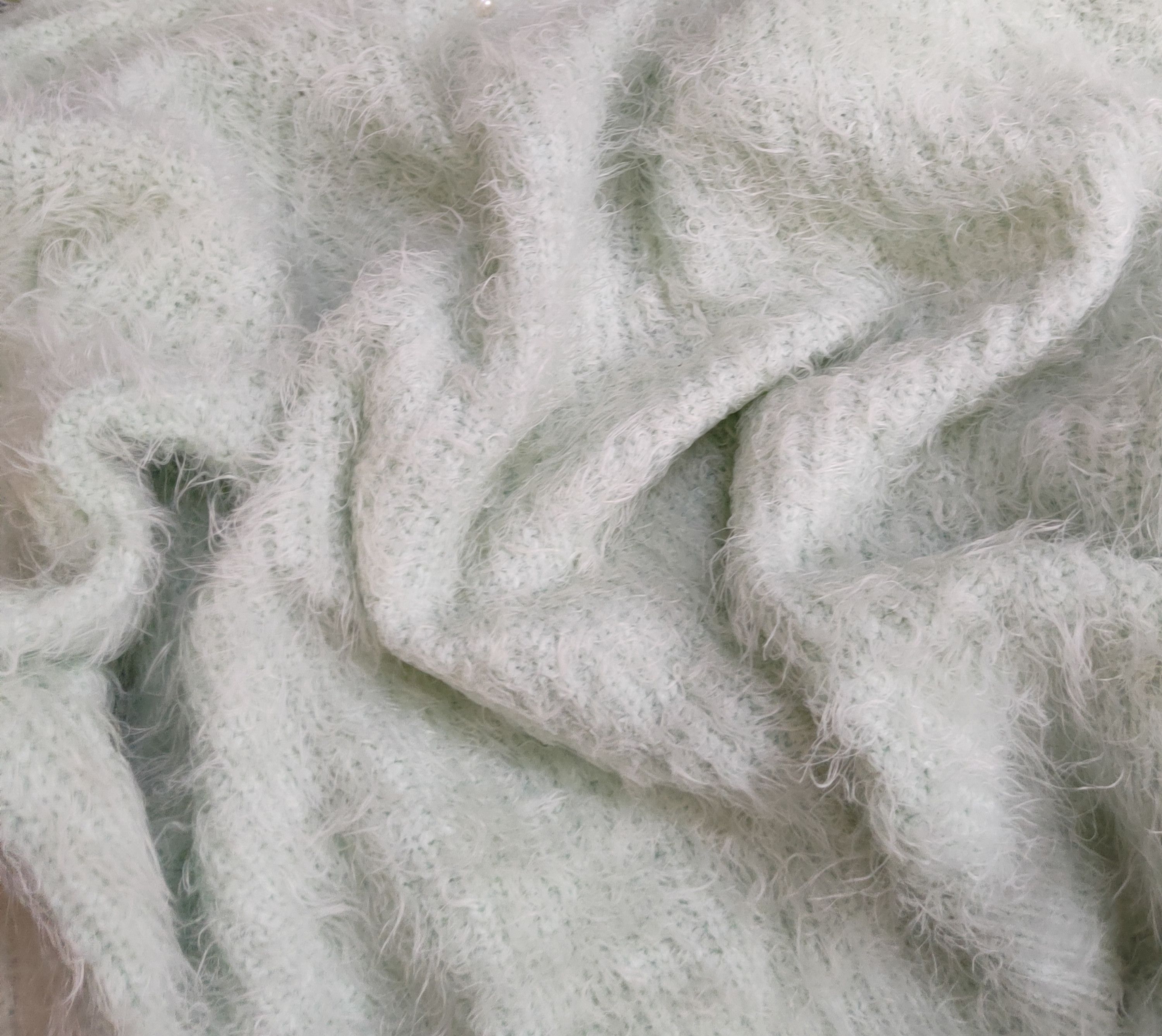 Homespun Knitwear Ingni Mint Green Shag Shaggy Fur Mohair Knitwear #S2056 Size S / US 4 / IT 40 - 10 Thumbnail