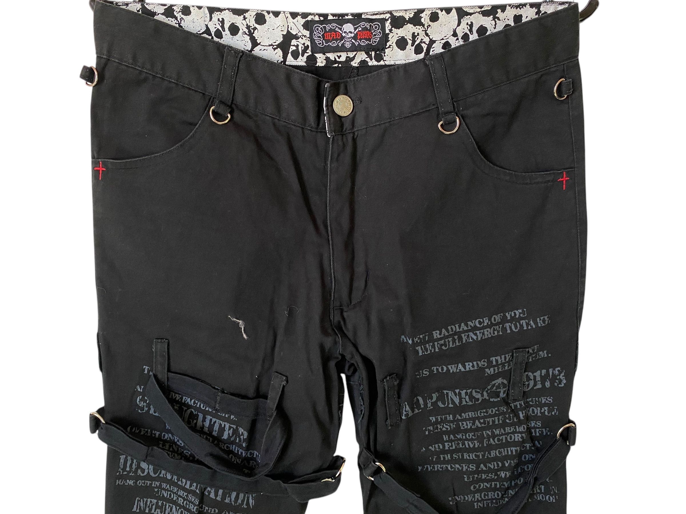 Hysteric Glamour × Japanese Brand 2000s Mad Punk printed zipped bondage pant Size US 29 - 3 Thumbnail