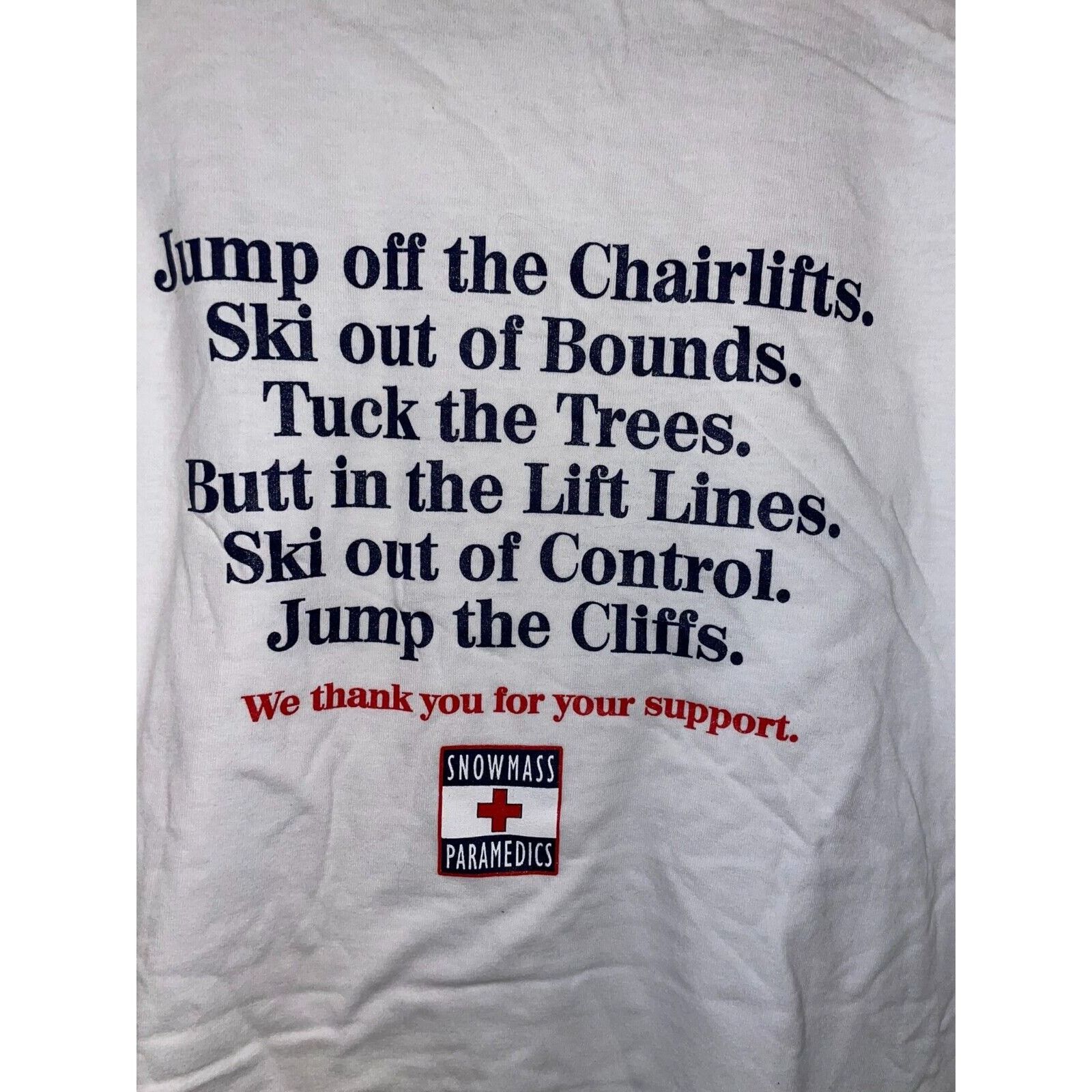 Jerzees 90s Vintage Snowmass Paramedics Medic Funny Shirt VTG M Size US M / EU 48-50 / 2 - 6 Thumbnail