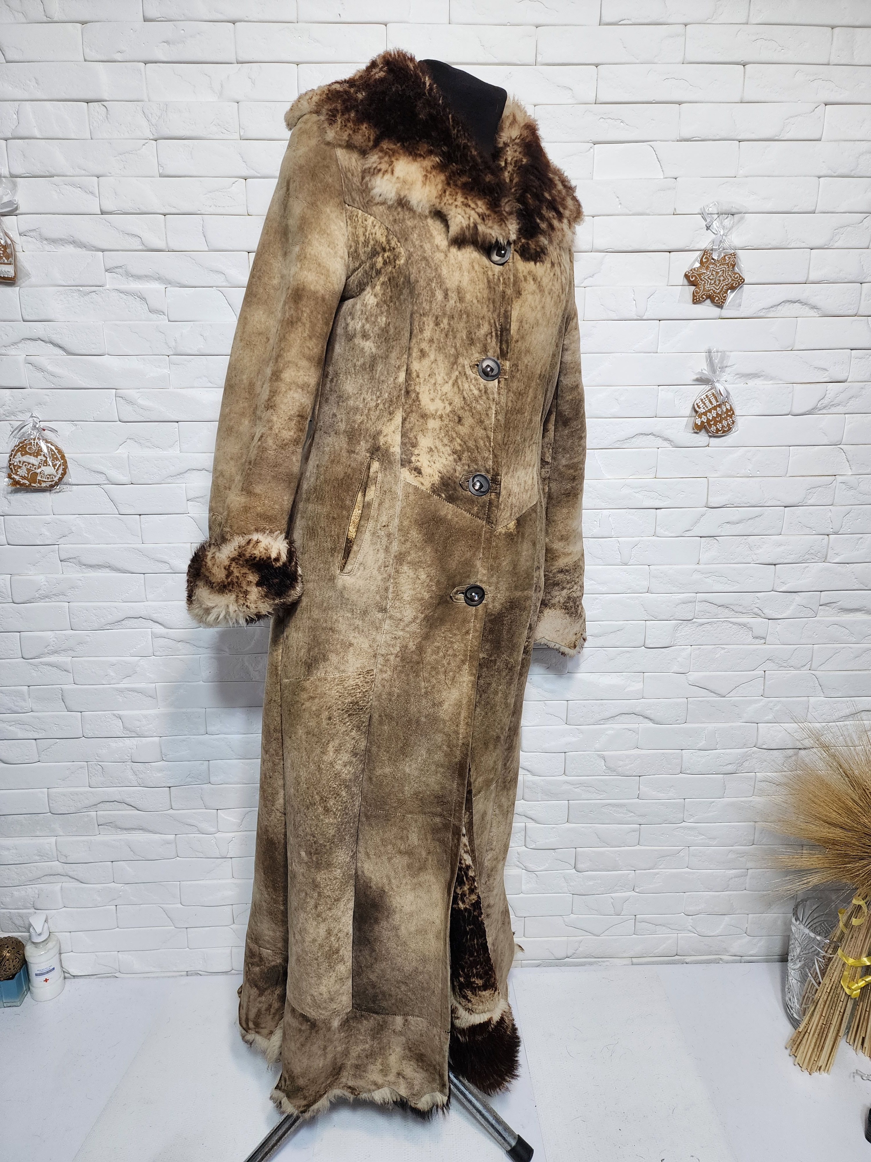Furla Brown Women's Sheepskin Coat: Leather Winter Outerwear Size L / US 10 / IT 46 - 3 Thumbnail