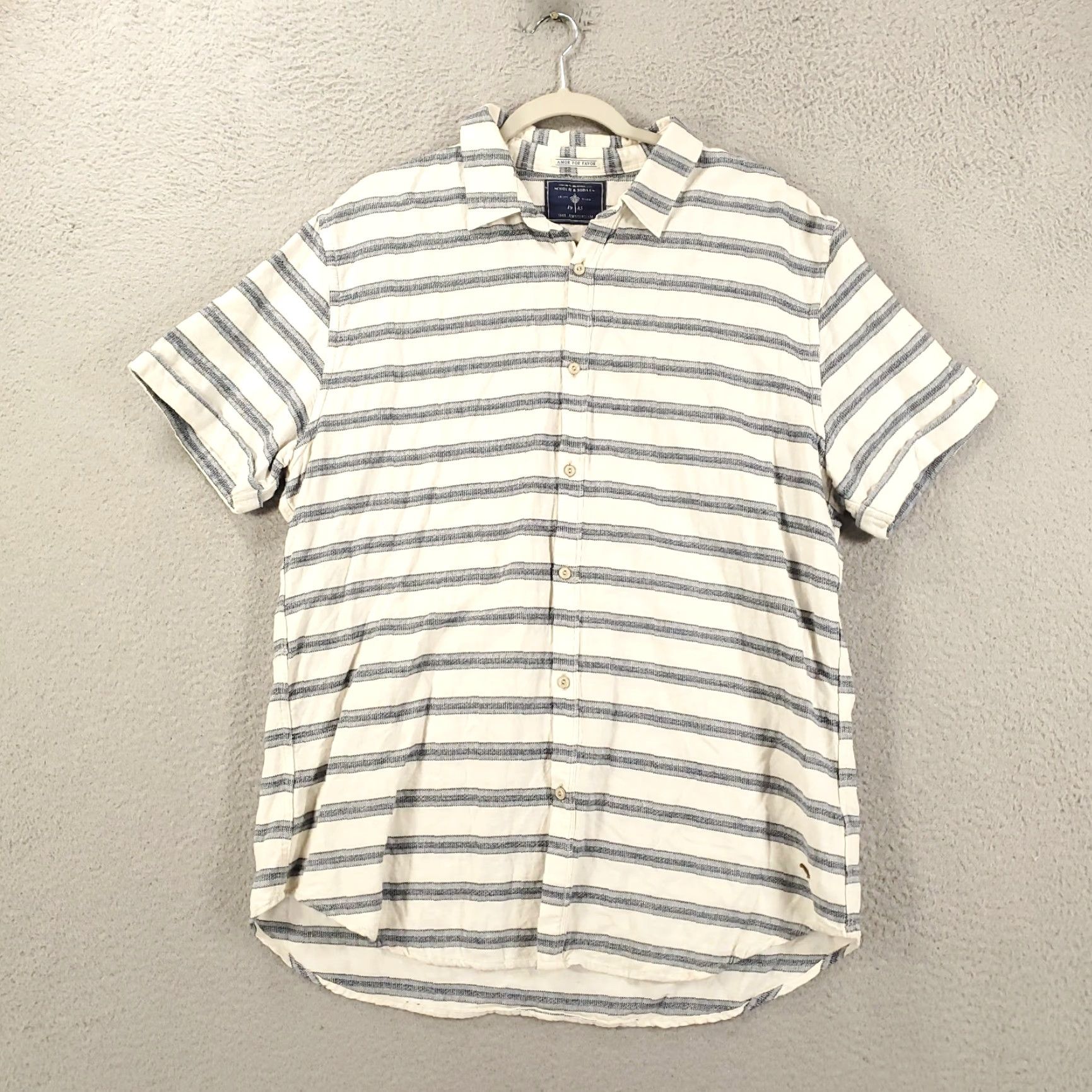 Scotch & Soda VINTAGE Scotch & Soda Linen Shirt Mens 2XL White Navy Striped Button Up Short Sleeve Collared 2XL Men's Shirt Size US XXL / EU 58 / 5 - 2 Thumbnail