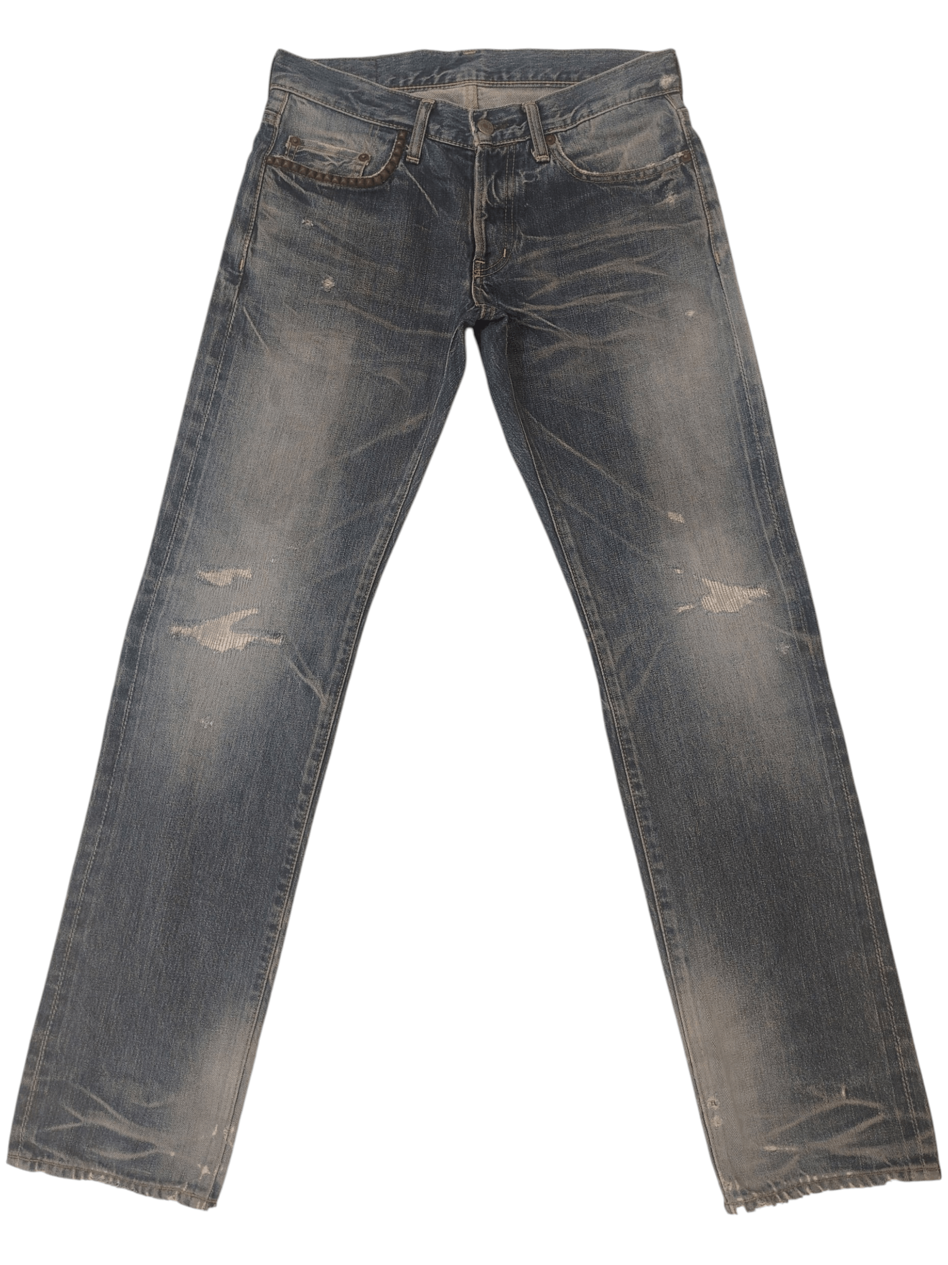 Hysteric Glamour Thrashed Distressed Hysteric Glamour Studded Selvedge Jeans Size US 30 / EU 46 - 2 Thumbnail