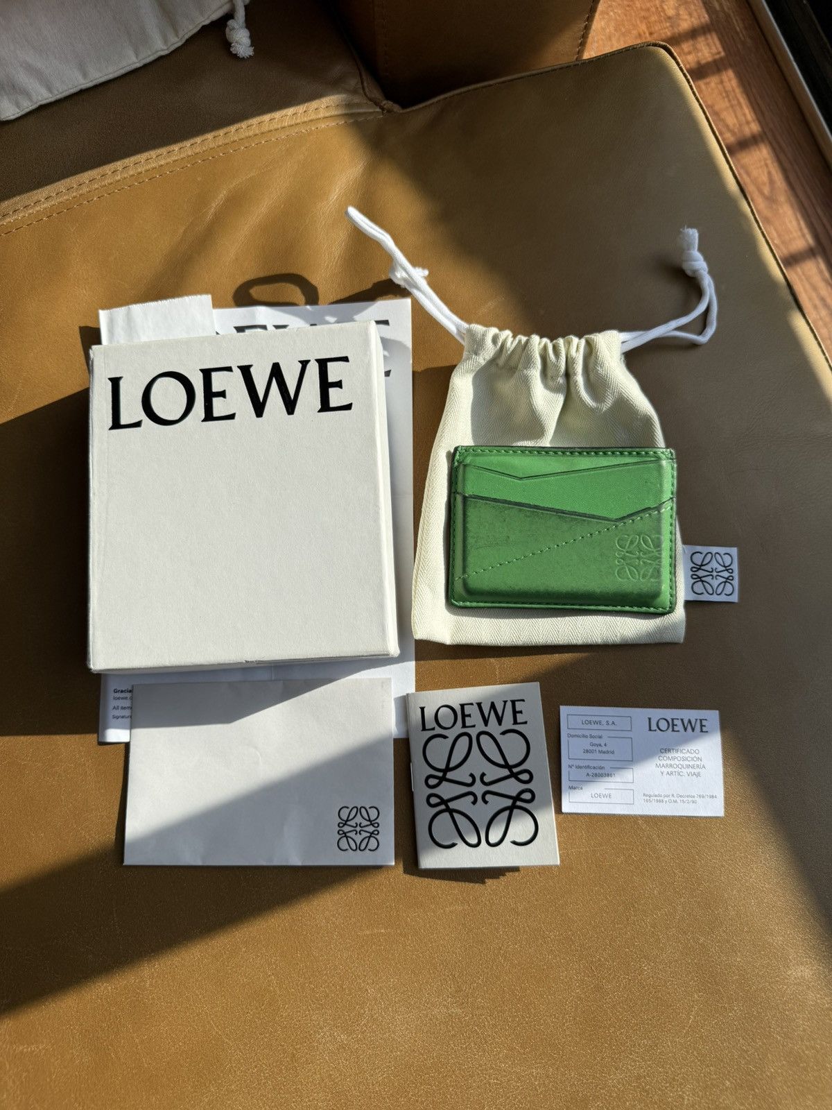 Loewe Loewe Puzzle Stitch Plain C Wallet Cardholder Apple Green Size ONE SIZE - 3 Thumbnail