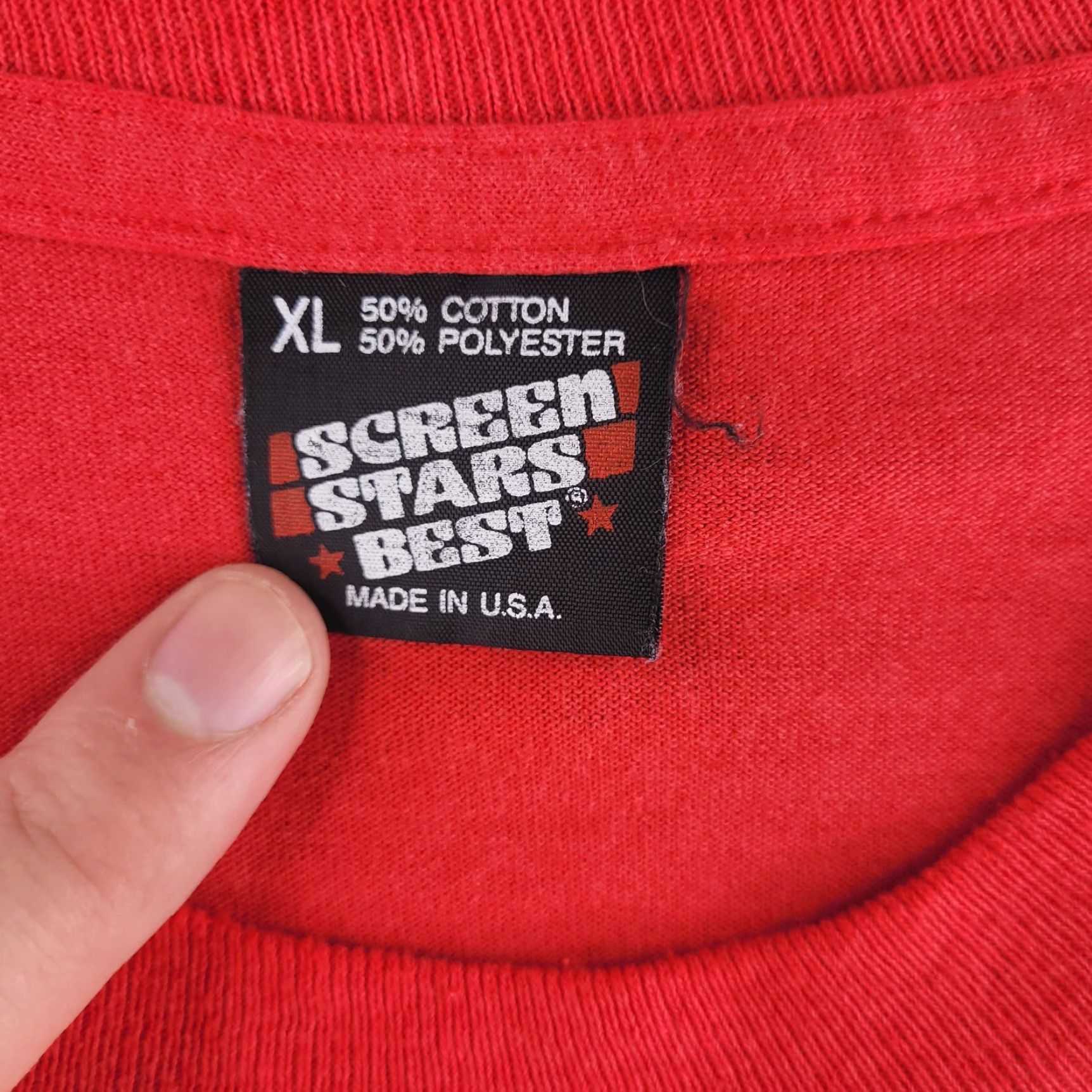 Vintage VINTAGE Screen Stars Shirt Mens XL Red USA Solid Short Sleeve Crew Neck Regular Fit DC Made USA Size US XL / EU 56 / 4 - 4 Thumbnail
