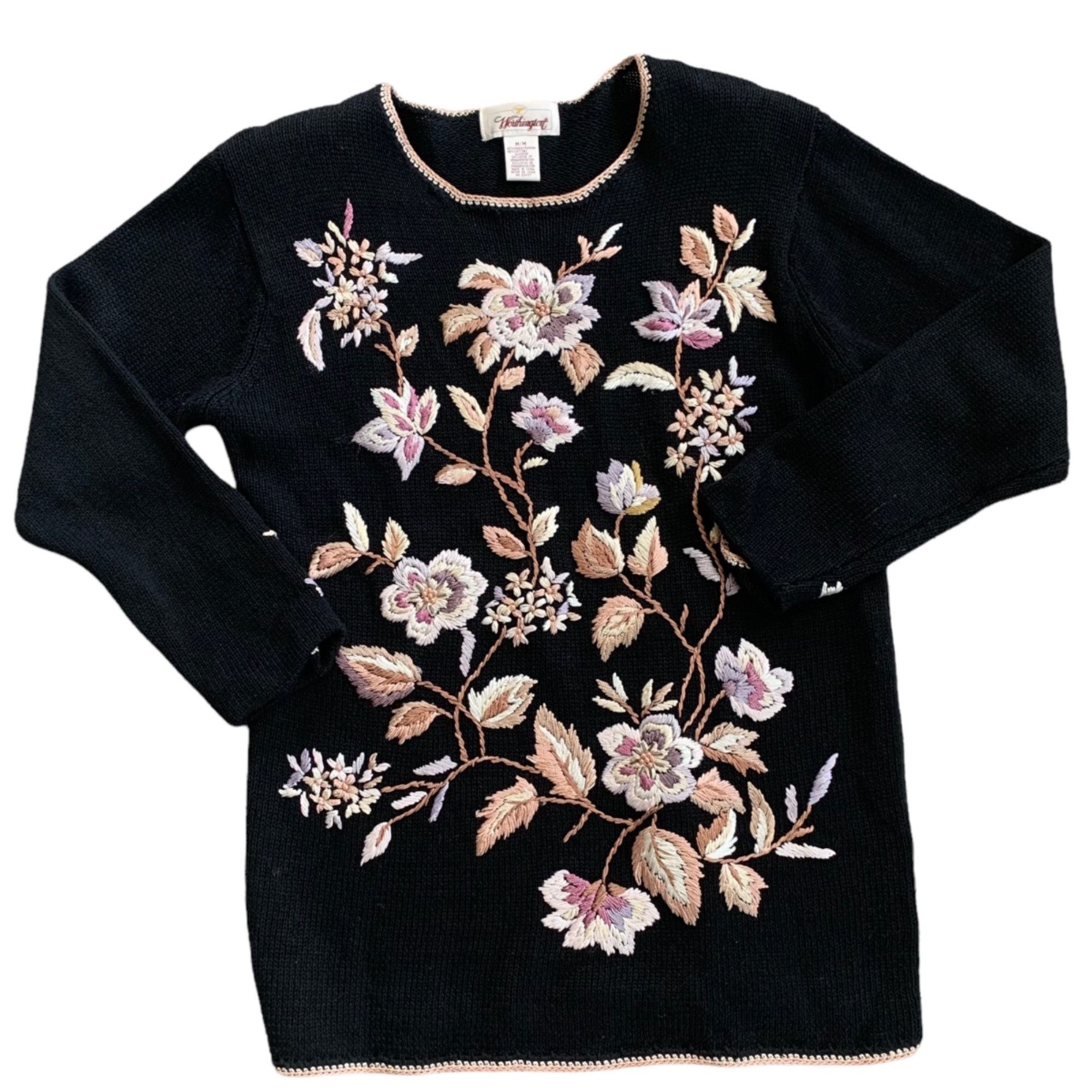 Vintage Vintage Worthington Floral Embroidered Beaded Accent Sweater Size M / US 6-8 / IT 42-44 - 1 Thumbnail