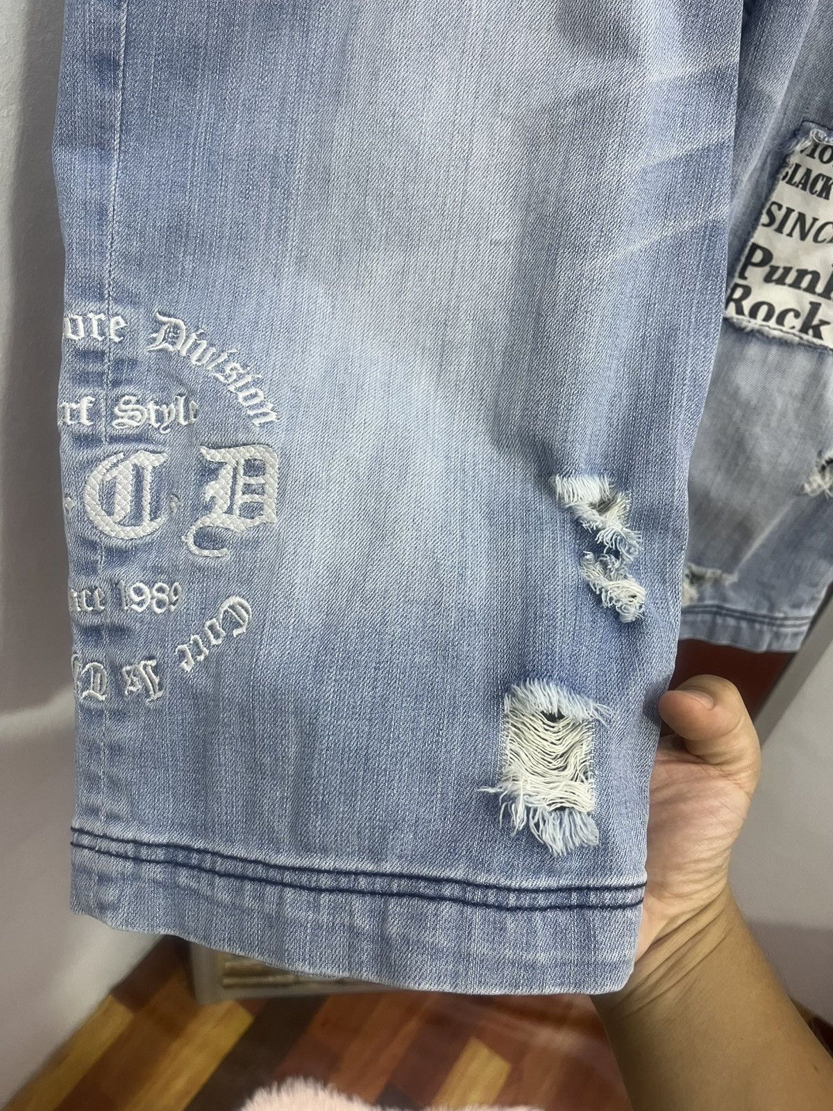 Japanese Brand MCD Hardcore Surf Punk Denim Shorts Distressed Size US 36 / EU 52 - 6 Thumbnail