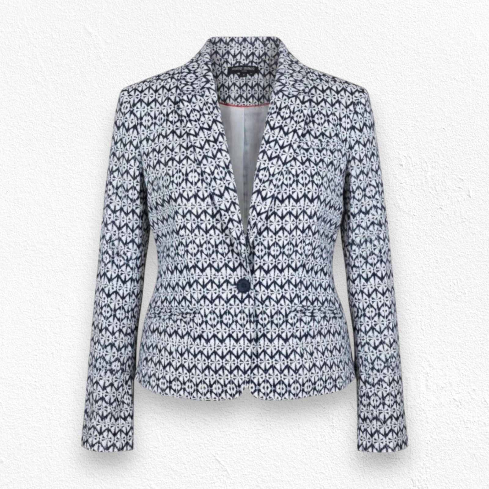 Other Navy White Geometric Blazer Jacket Size 2 Size XS / US 0-2 / IT 36-38 - 1 Thumbnail