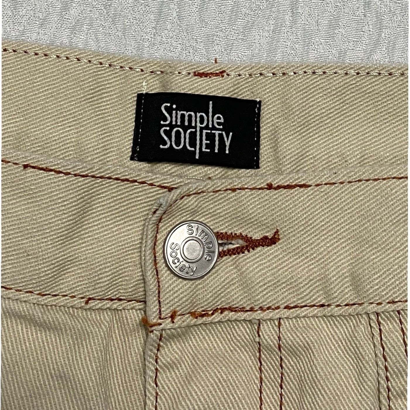 Vintage Simple Society Jeans Women's Carpenter Beige High Rise Relaxed Straight 9 Jeans Women Summer Fall Spring Winter 5-Pocket Cargo Pocket Mens? Size 30" / US 8 / IT 44 - 3 Thumbnail