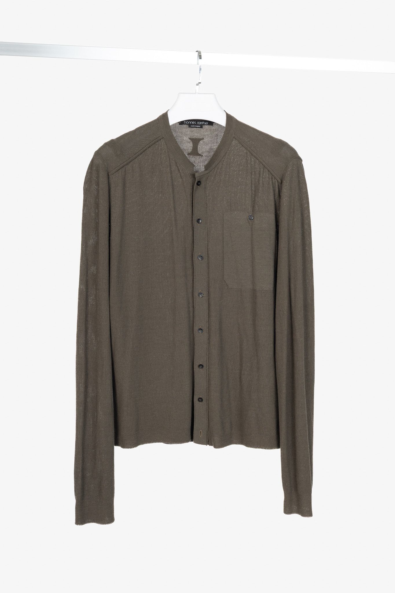 hannes roether hannes roether Brown Cotton-Blend Pique-Knit Buttoned Top Size US M / EU 48-50 / 2 - 1 Thumbnail