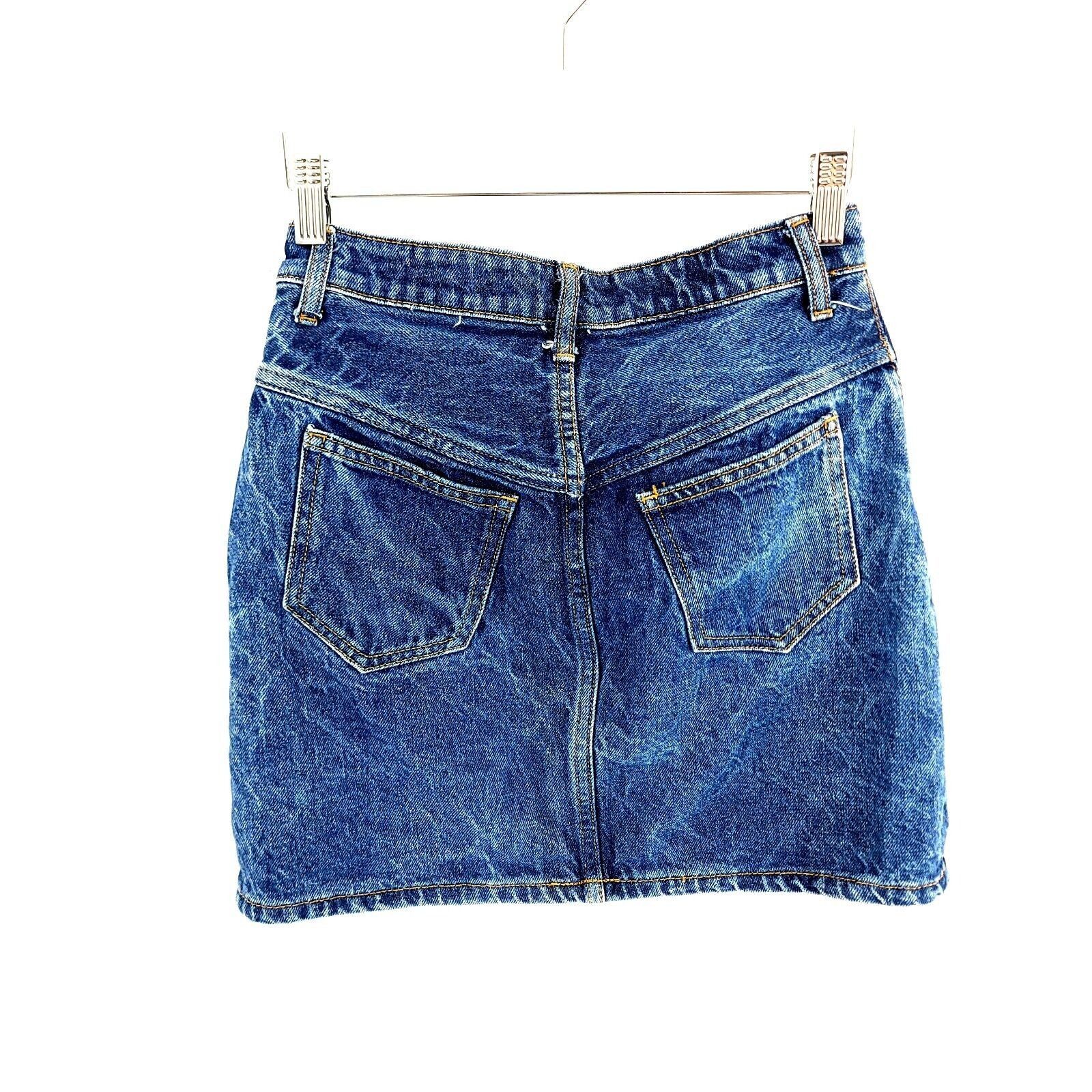 Designer J. Galt Shanghai Blue Denim Button Fly Skirt Small 26 Waist Size 26" / US 2 / IT 38 - 3 Thumbnail