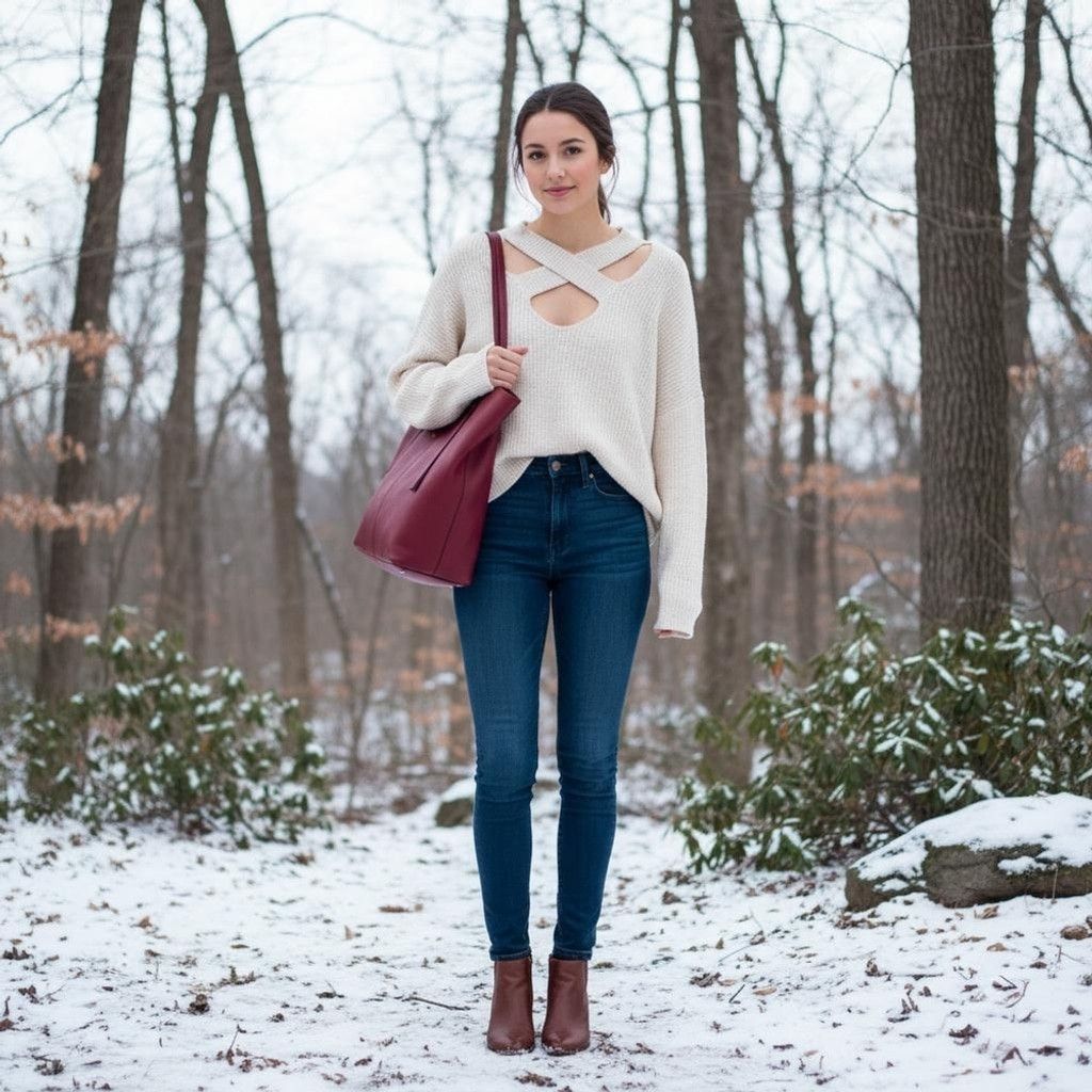 Express Express Ivory Long Sleeve Oversized Sweater Size Medium Size M / US 6-8 / IT 42-44 - 1 Thumbnail