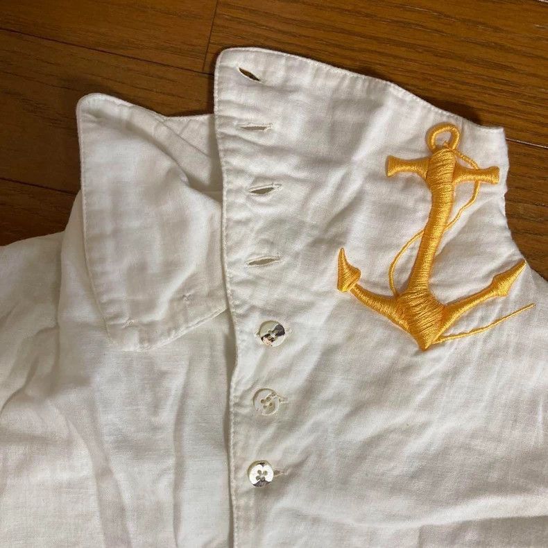 Kapital Kapital White High Collar Shirt with Anchor Embroidery-250 Size US S / EU 44-46 / 1 - 2 Thumbnail