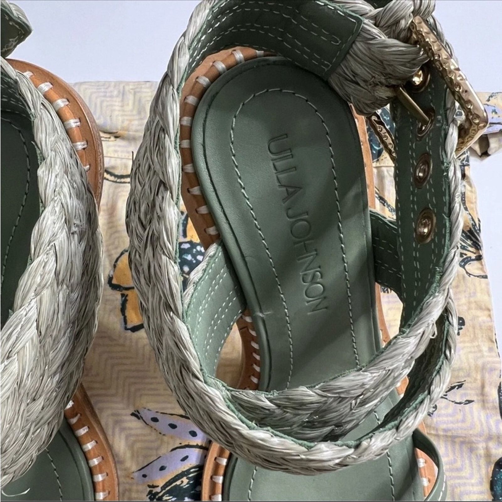 Ulla Johnson NWB Ulla Johnson $525 Lydia Raffia Heel Green Size 7 (37) Size US 7 / IT 37 - 6 Thumbnail