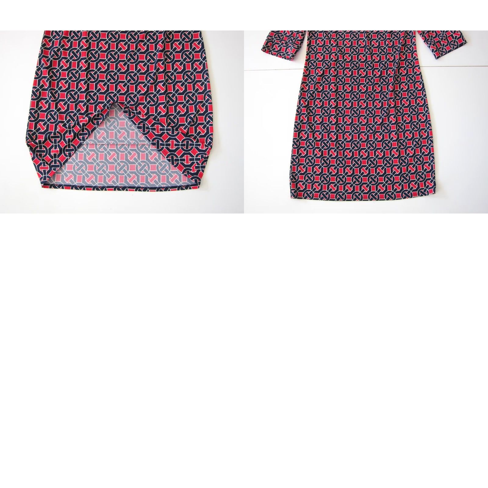 Vintage Laundry By Design Red Blue Geometric Stretch 3/4 Sleeve Shift Tunic Dress Size 4 Size S / US 4 / IT 40 - 8 Thumbnail