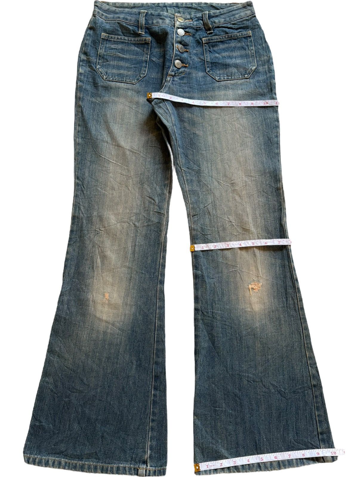 Japanese Brand Vintage Japanese Mud Wash Bush Pants Flare Jeans Size 28" / US 6 / IT 42 - 14 Thumbnail