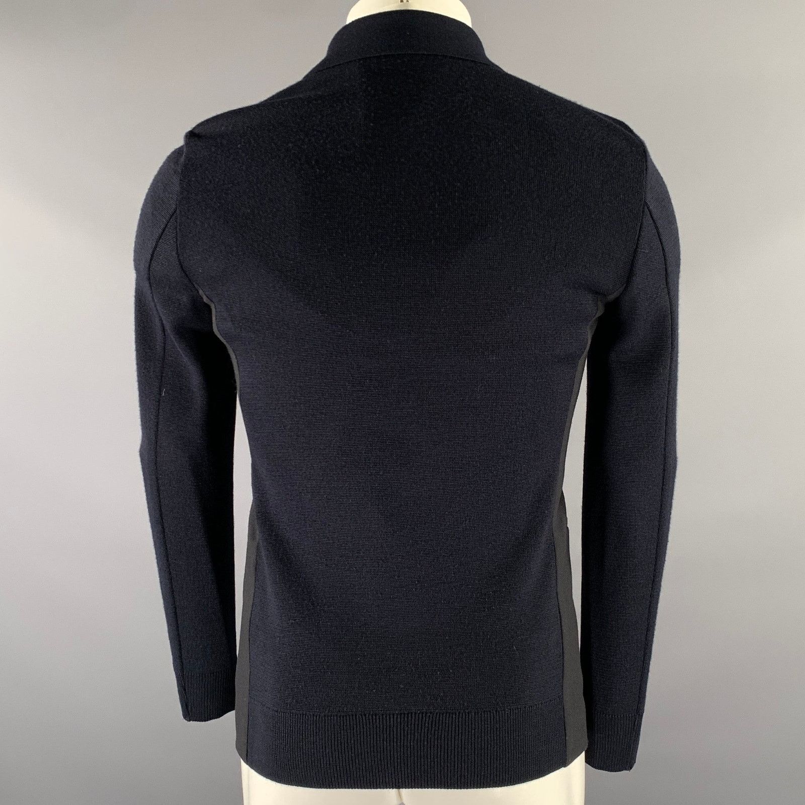 Emporio Armani EMPORIO ARMANI Size 34 Navy Ribbed Wool Polyamide Jacket Size 34R - 4 Thumbnail