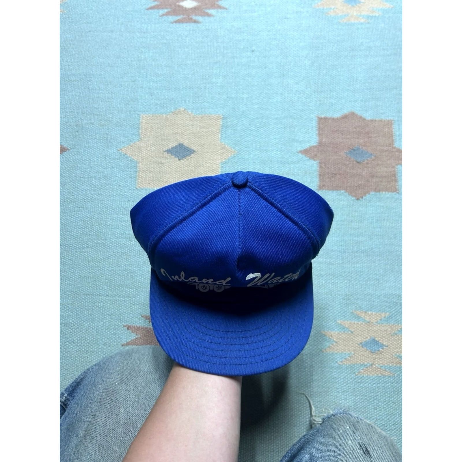Vintage VINTAGE SnapBack Hat Cap Inland Waters Michigan blue adjustable made in USA Mens Adjustable Blue Snapback USA Inland Waters Michigan Hat cap Size ONE SIZE - 3 Thumbnail