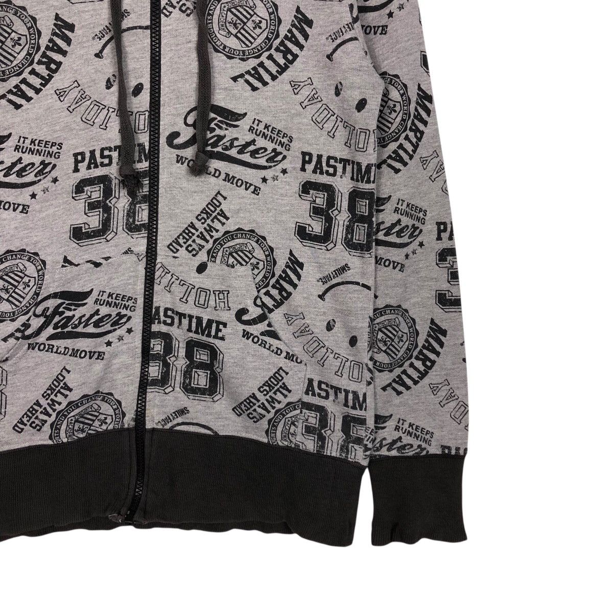 Japanese Brand Smiley Face All-Over Print Zip Hoodie – Grey/Black Size US M / EU 48-50 / 2 - 6 Thumbnail