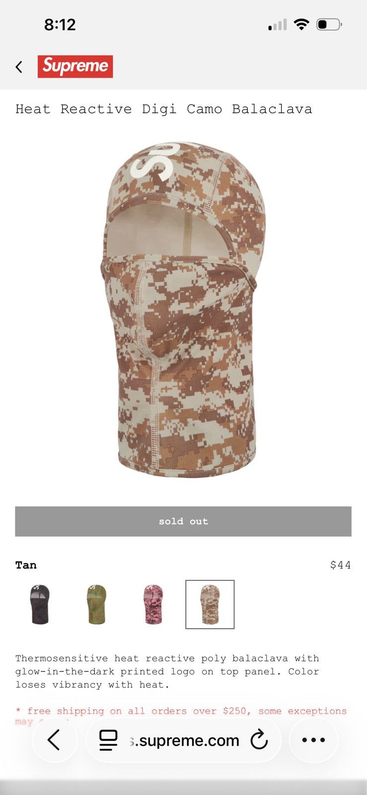 Supreme Supreme Heat Reactive Digi Camo Balaclava Size ONE SIZE - 1 Preview