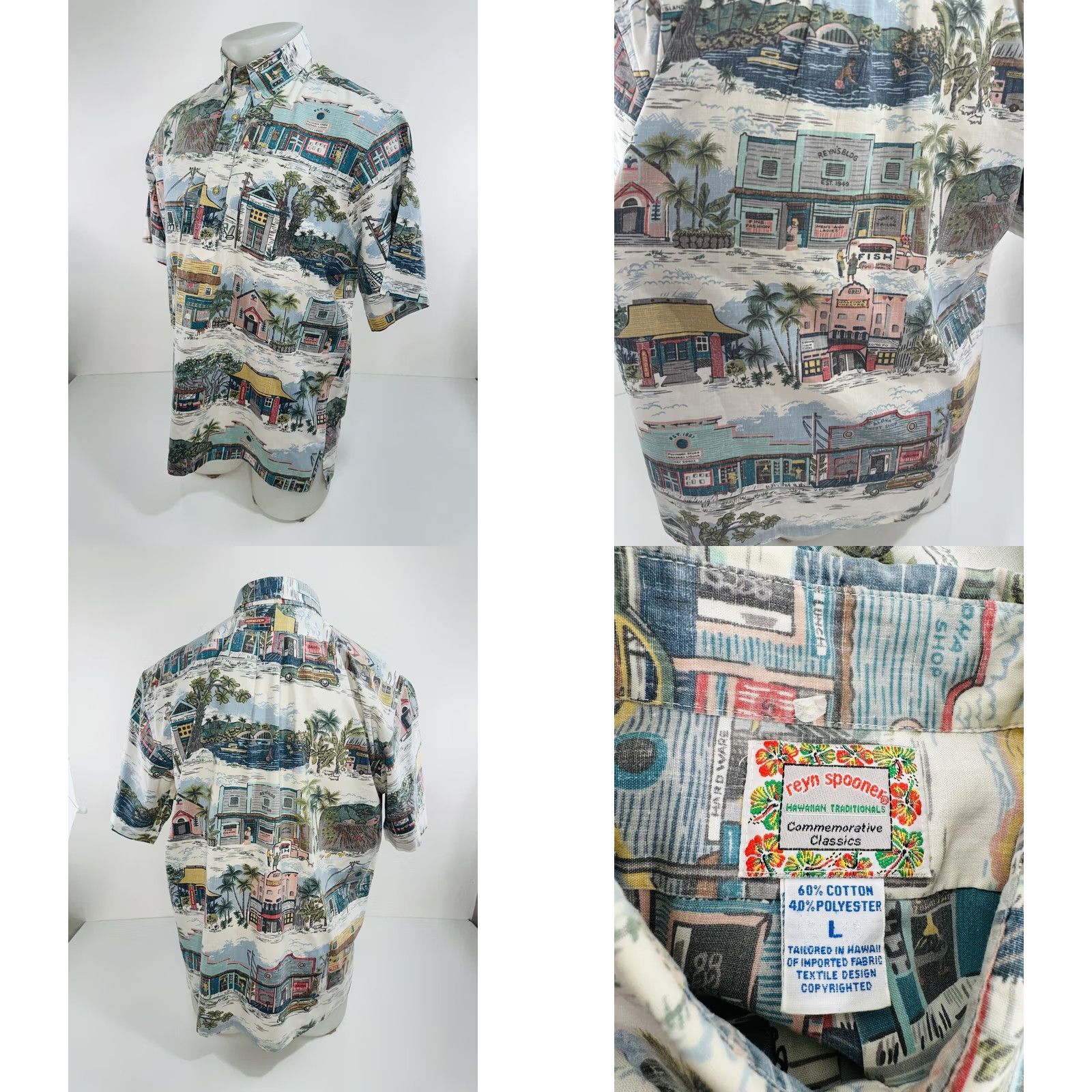 Reyn Spooner REYN SPOONER COMMEMORATIVE TRADITIONALS Reverse Print Aloha Pullover L Shirt Mens Multicolor Reversible Short Sleeve Button-Up Size US L / EU 52-54 / 3 - 8 Thumbnail