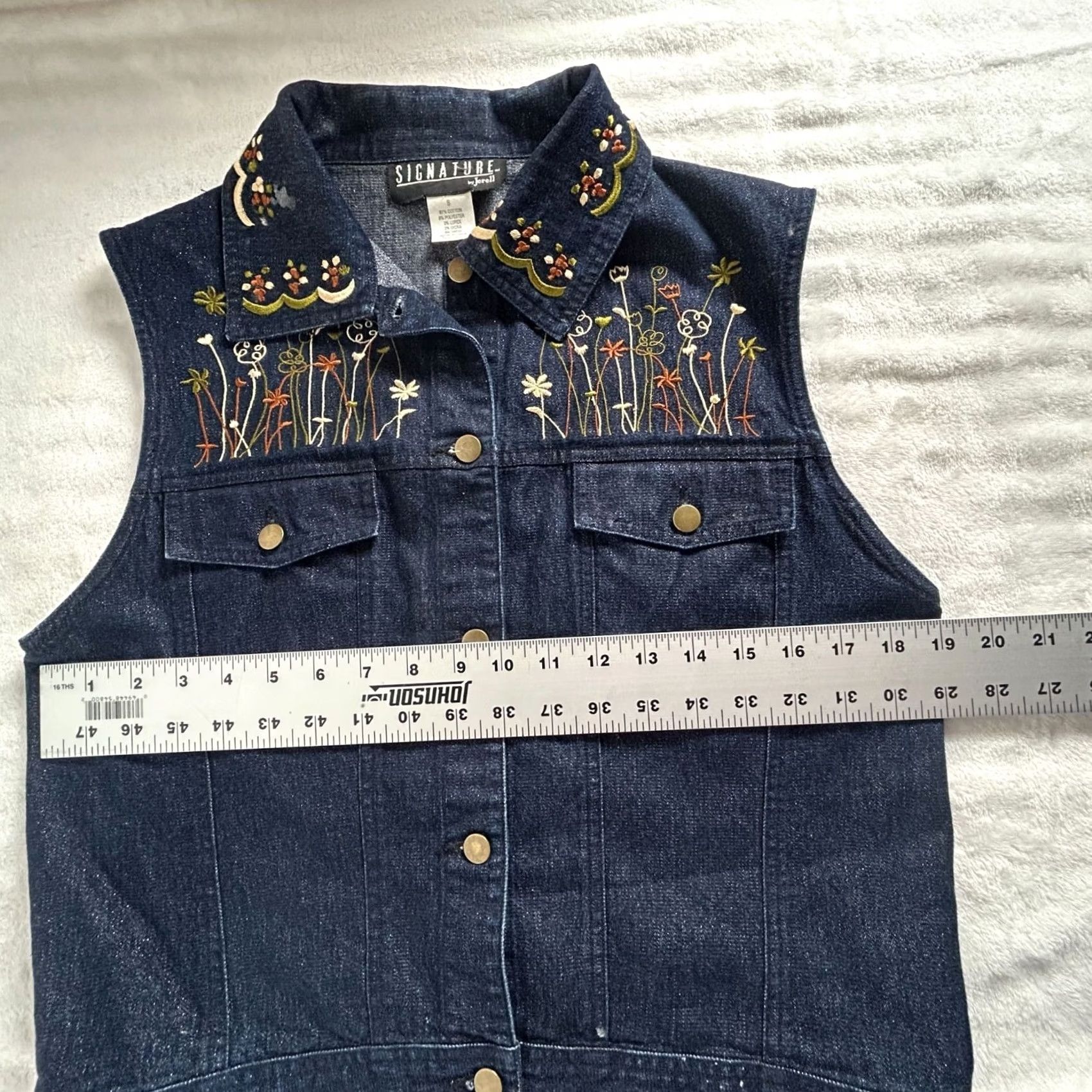 Vintage Vintage Signature By Jerell Womens Embroidered Denim Vest Boho Floral Small Size S / US 4 / IT 40 - 6 Thumbnail