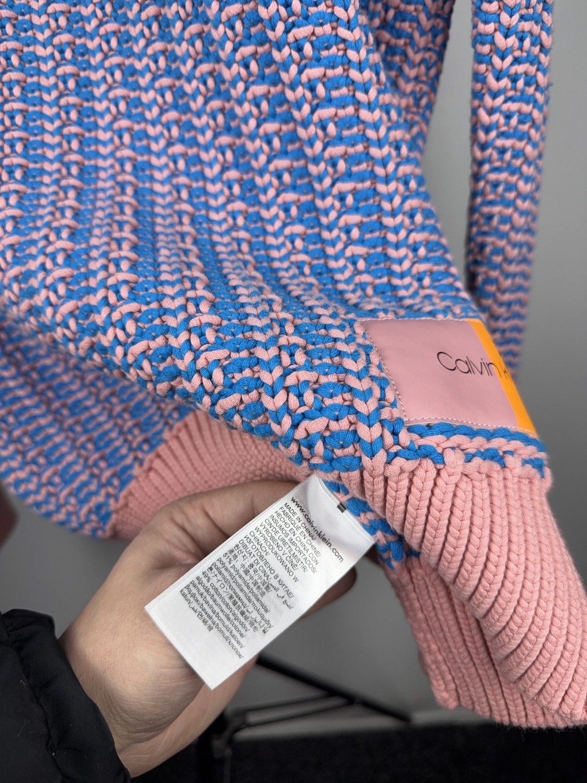 Calvin Klein Calvin Klein Pink Blue Chunky Heavy Knit Cotton Sweater Size M / US 6-8 / IT 42-44 - 8 Thumbnail