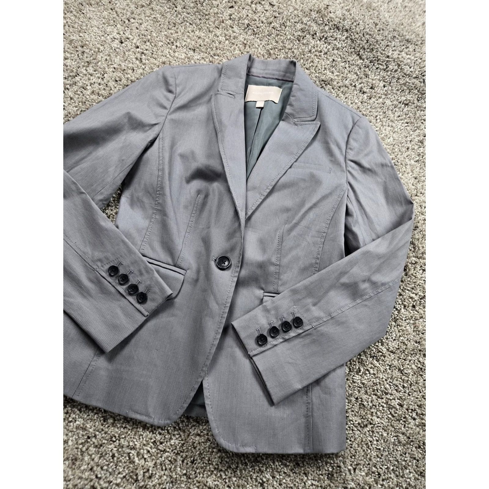 Banana Republic Banana Republic Blazer Womens 2 Gray Pinstripe One Button Lined Jacket Stretch Size XS / US 0-2 / IT 36-38 - 2 Thumbnail