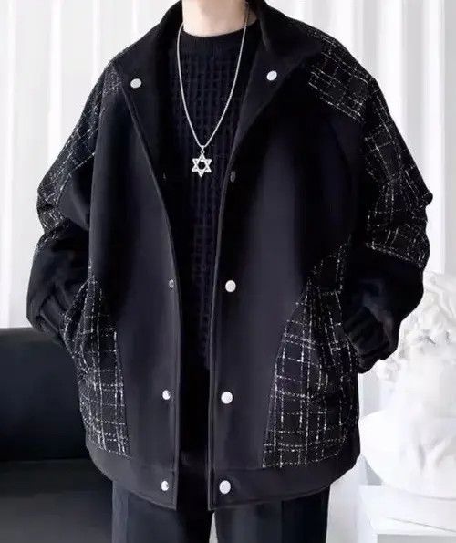 VIBE Korean fashion patchwork oversized jacket coat Size US XL / EU 56 / 4 - 1 Thumbnail