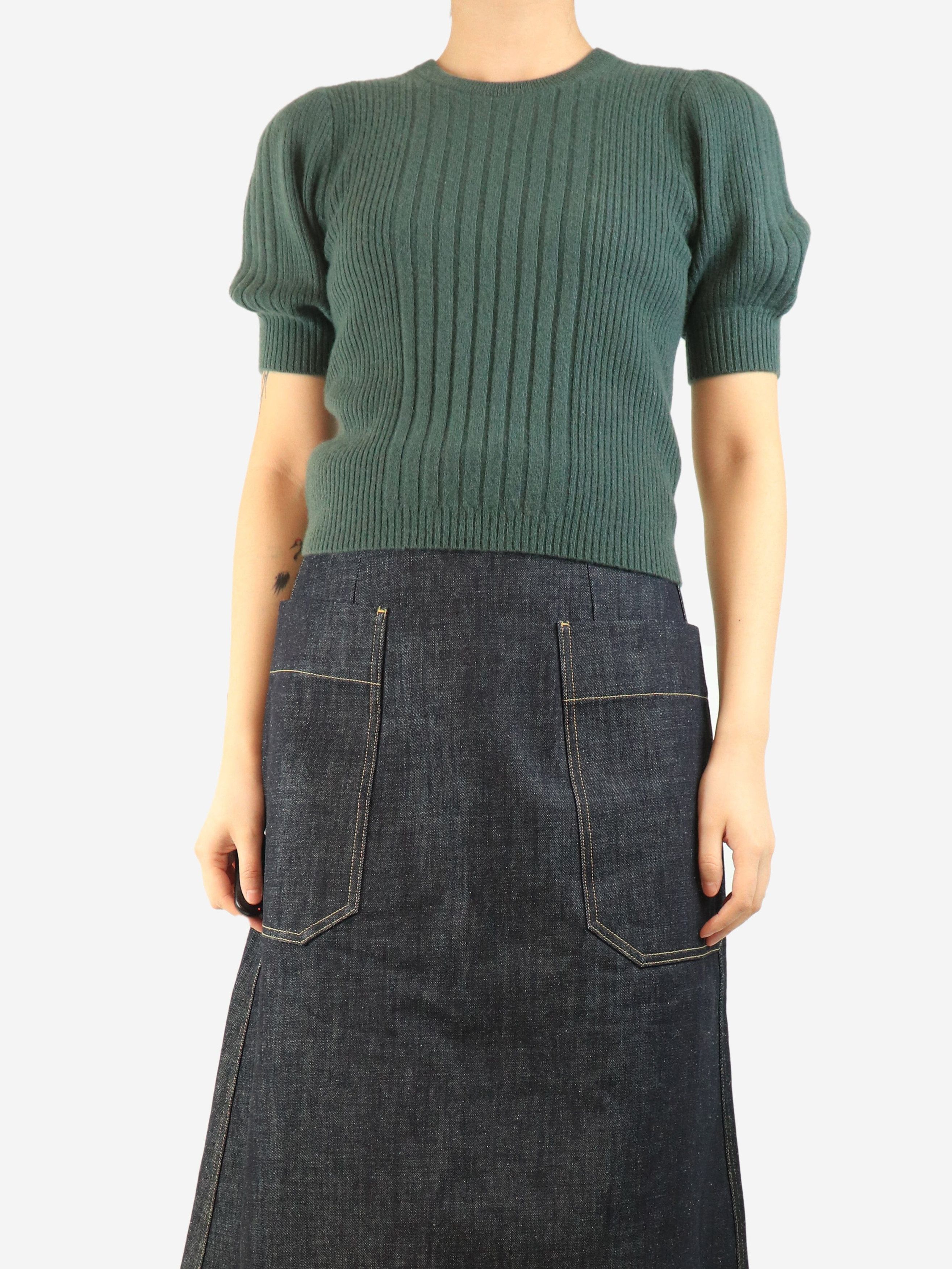 Other Green puff-sleeved ribbed cashmere top - S Size S / US 4 / IT 40 - 1 Thumbnail