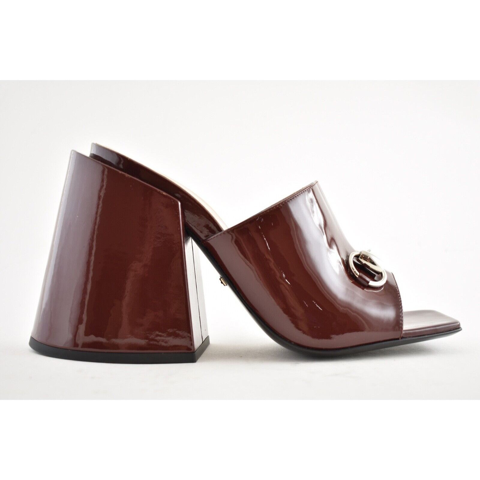 Gucci Gucci Lexi 105 Dark Red Bordeaux Patent Backless Sandal Size US 5 / IT 35 - 3 Thumbnail