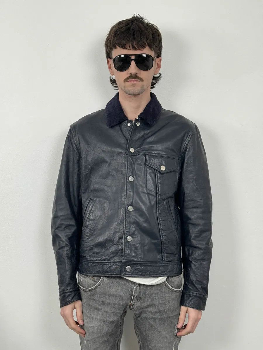 Acne Studios SS2017 Acne Studios Arno Velvet Collar Navy Leather Jacket Size US M / EU 48-50 / 2 - 2 Thumbnail