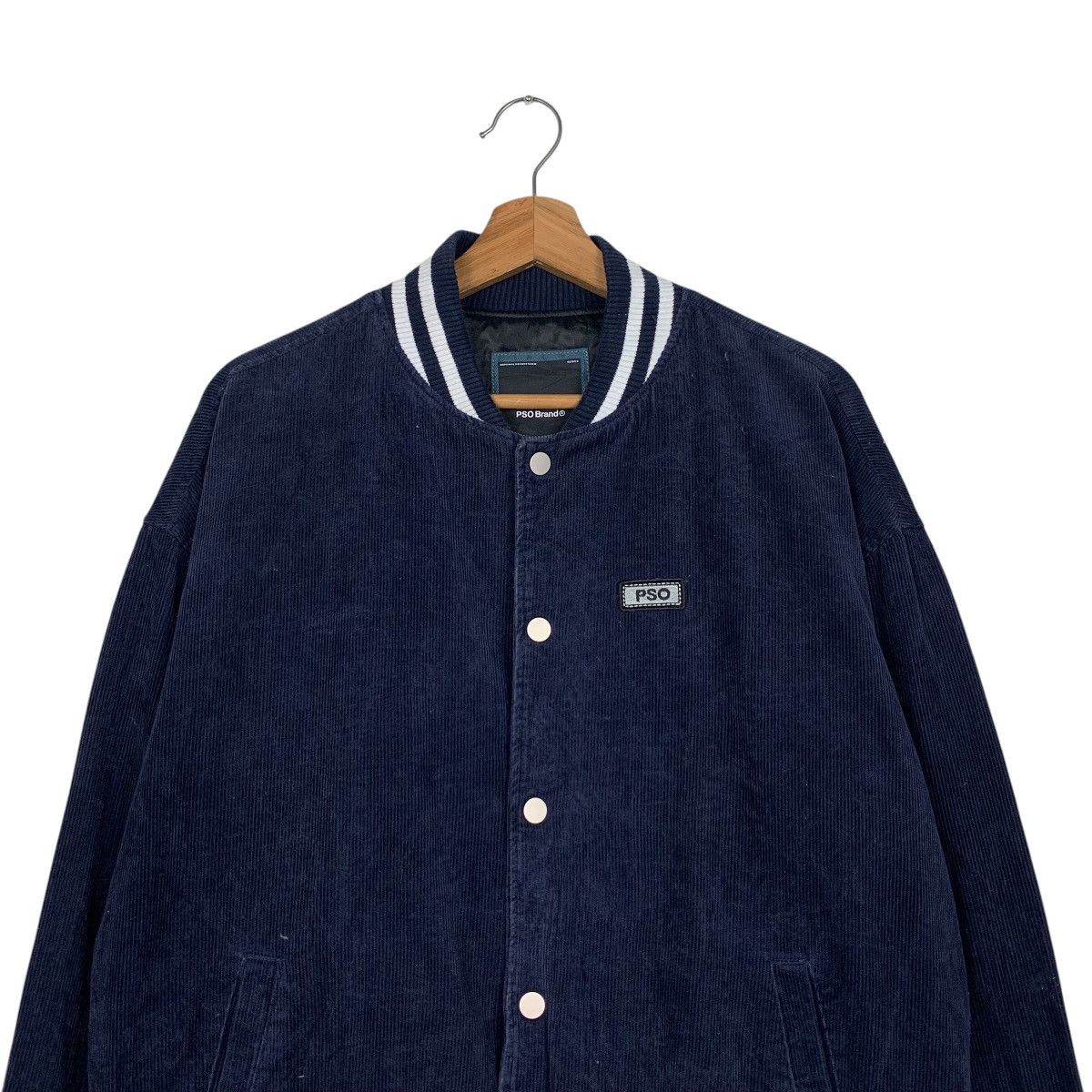 Japanese Brand PSO Brand Blue Black Corduroy Varsity Jacket #1846-C80 Size US M / EU 48-50 / 2 - 2 Thumbnail