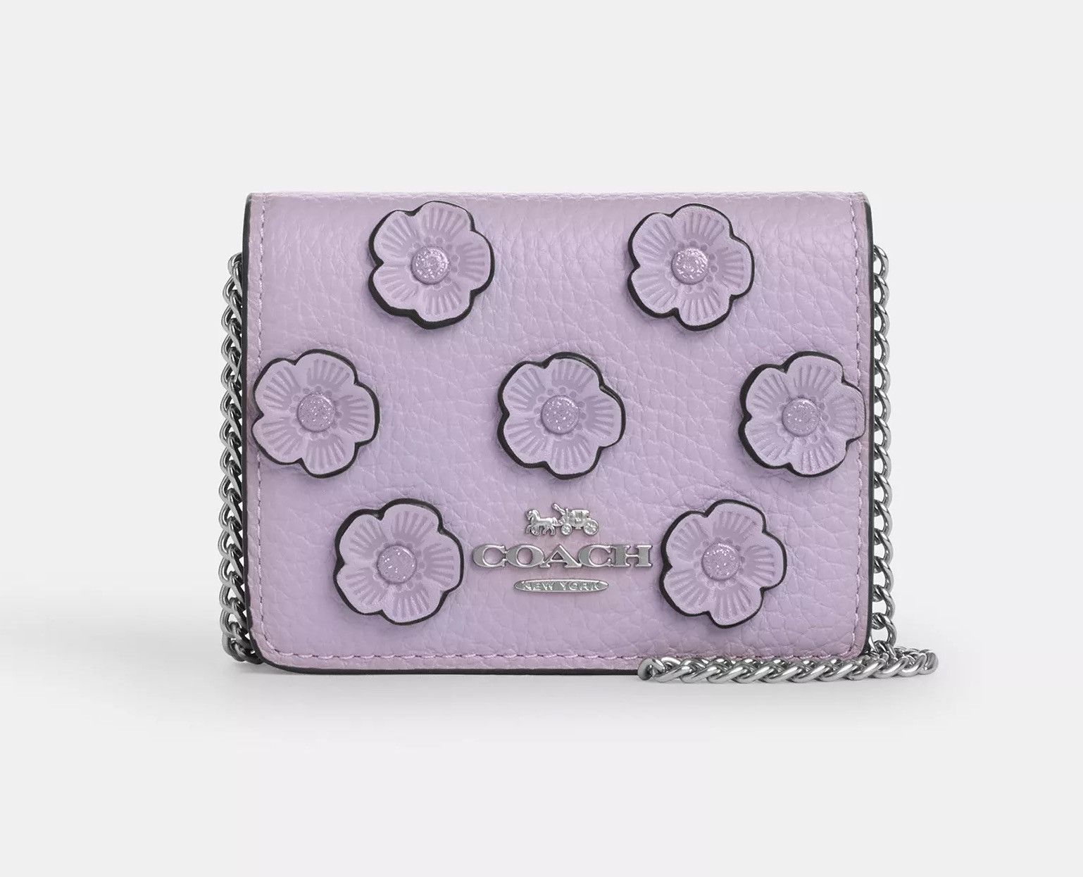 Coach Mini Wallet On A Chain With Floral Applique CAL71 Size ONE SIZE - 8 Thumbnail