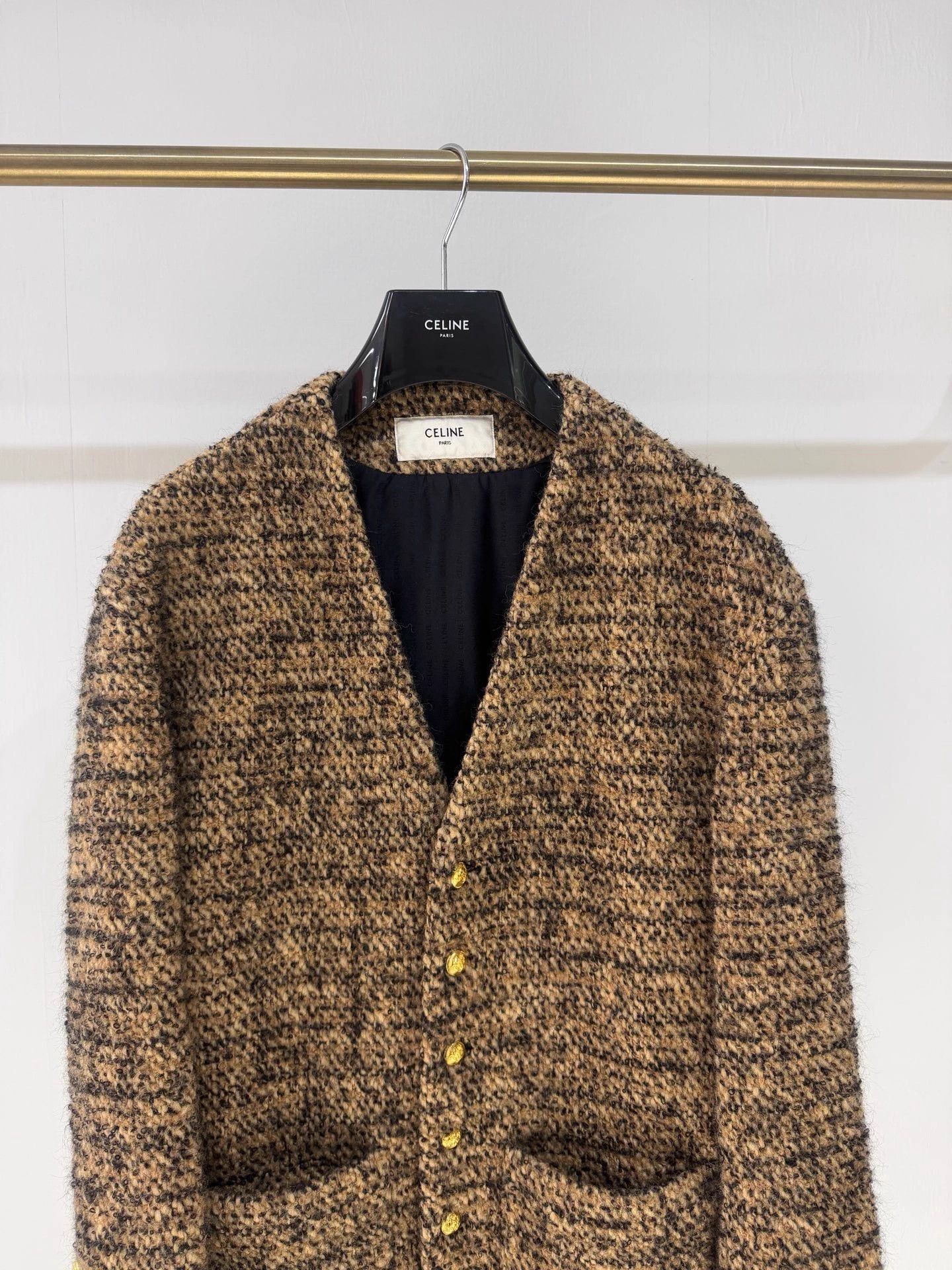 Celine Celine Gold Tweed Oversized Blazer 34 Size L / US 10 / IT 46 - 2 Thumbnail