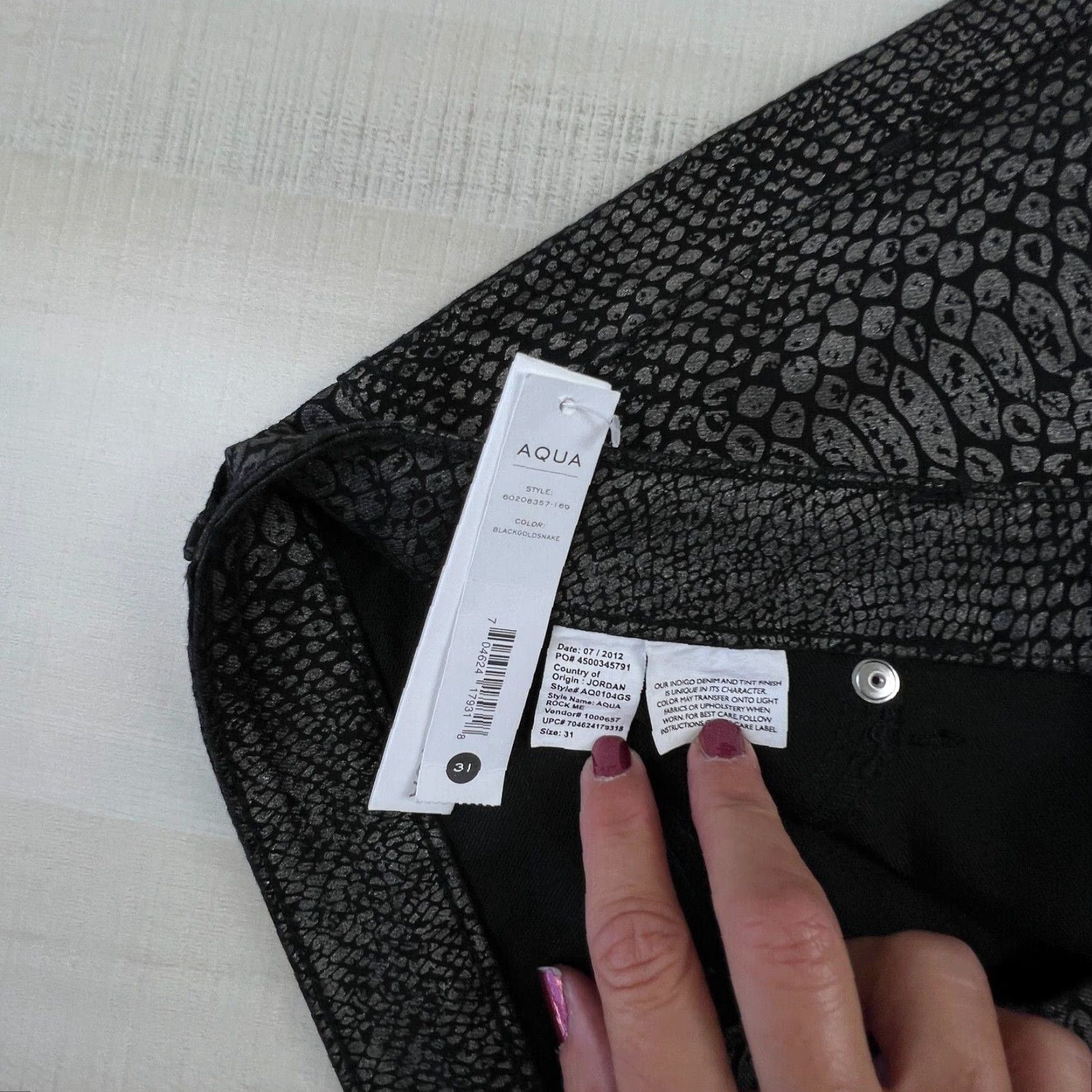 AQUA Aqua Rock Me Womens Skinny Jeans Black Snakeskin Denim Size 31 Waist 32 in Size 24" / US 00 / IT 34 - 5 Thumbnail